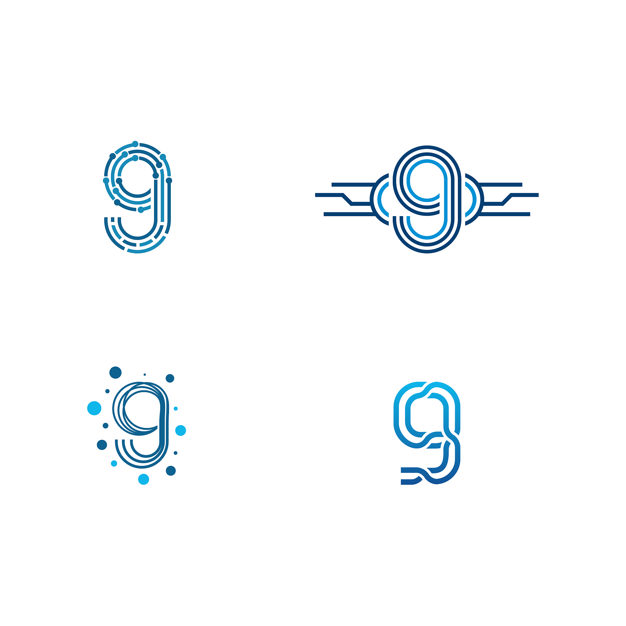 9 initial tech logo vector set, cool 9 initial wire logo templat