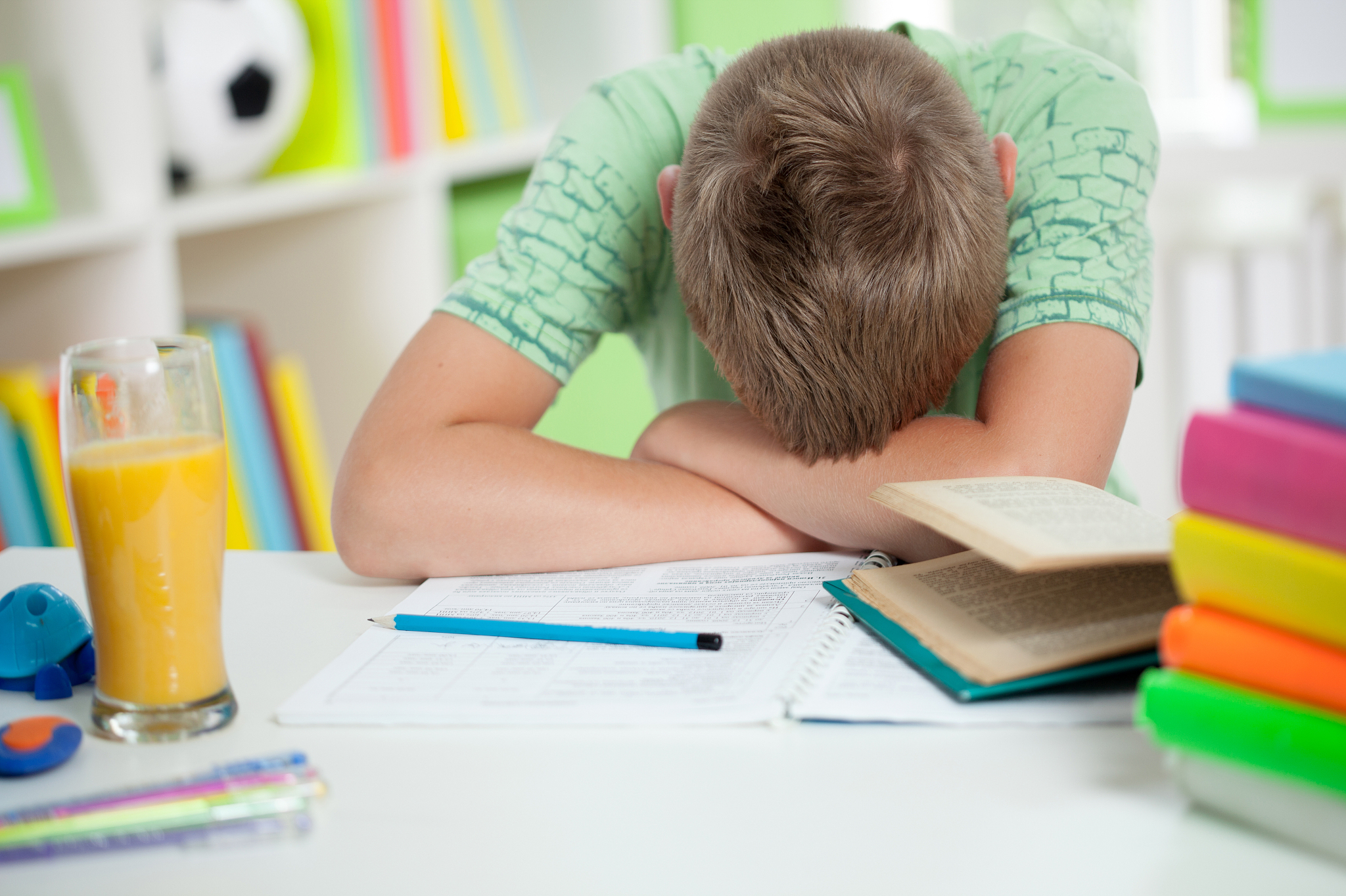 portrait of cute lad sleeping schoolboy