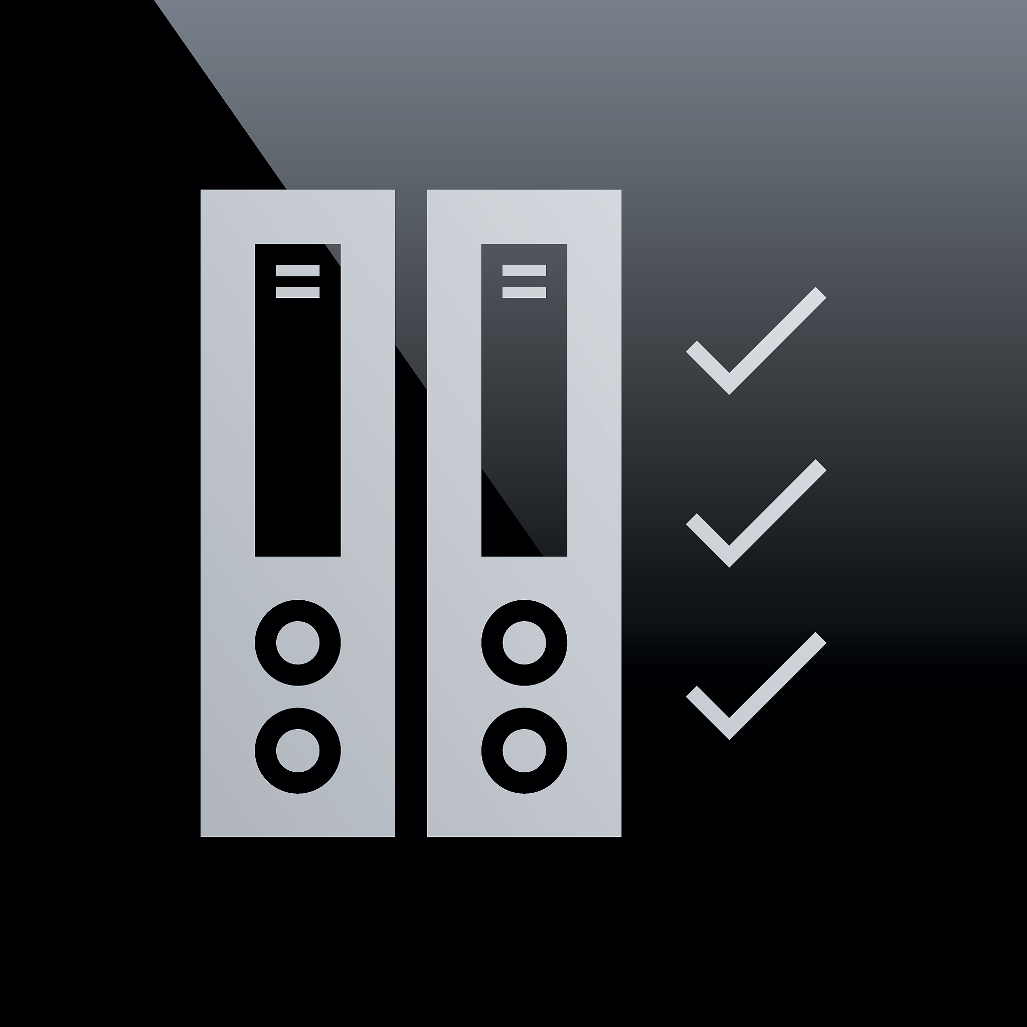computer server icon on a black background.