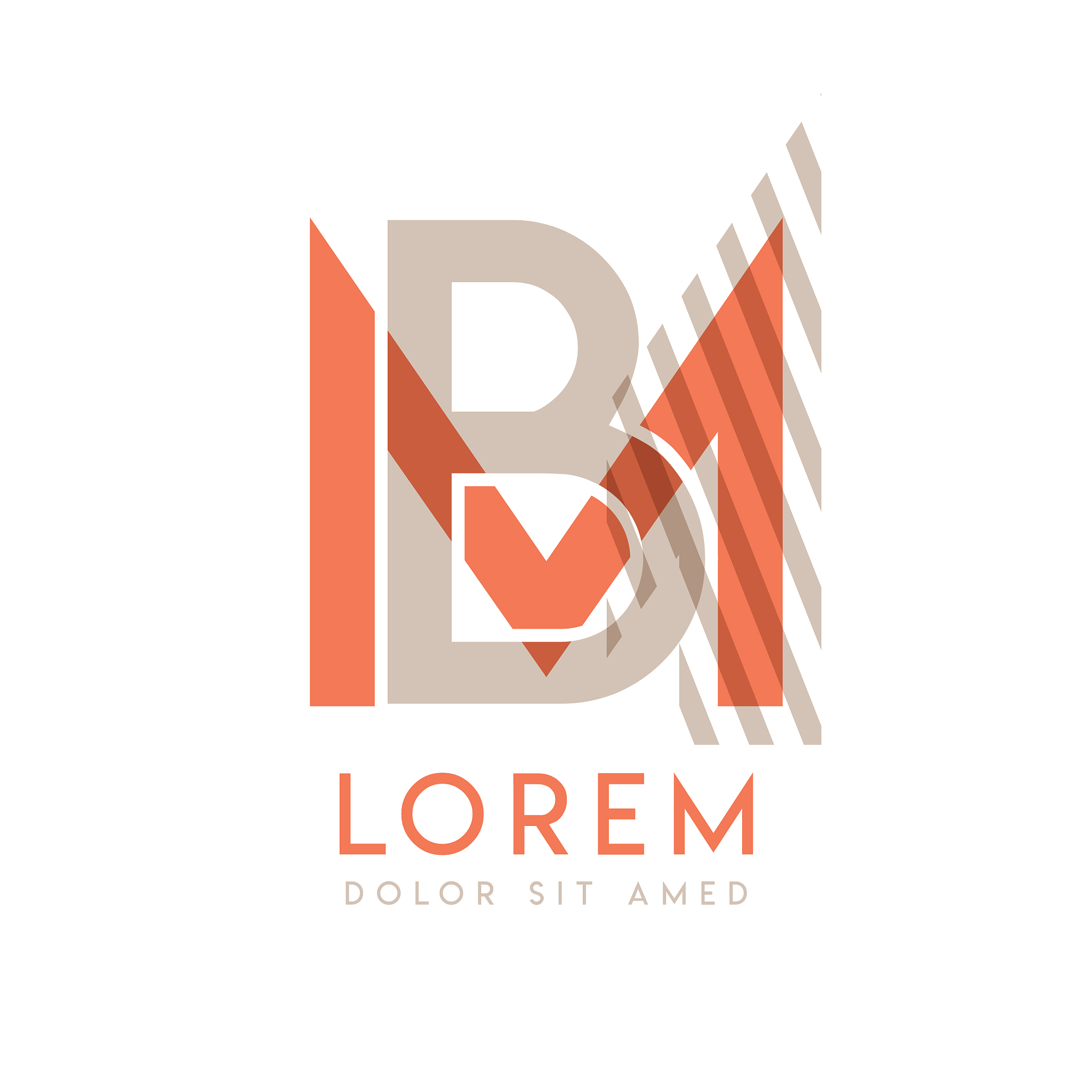 colorful logo design with pink orange and gray