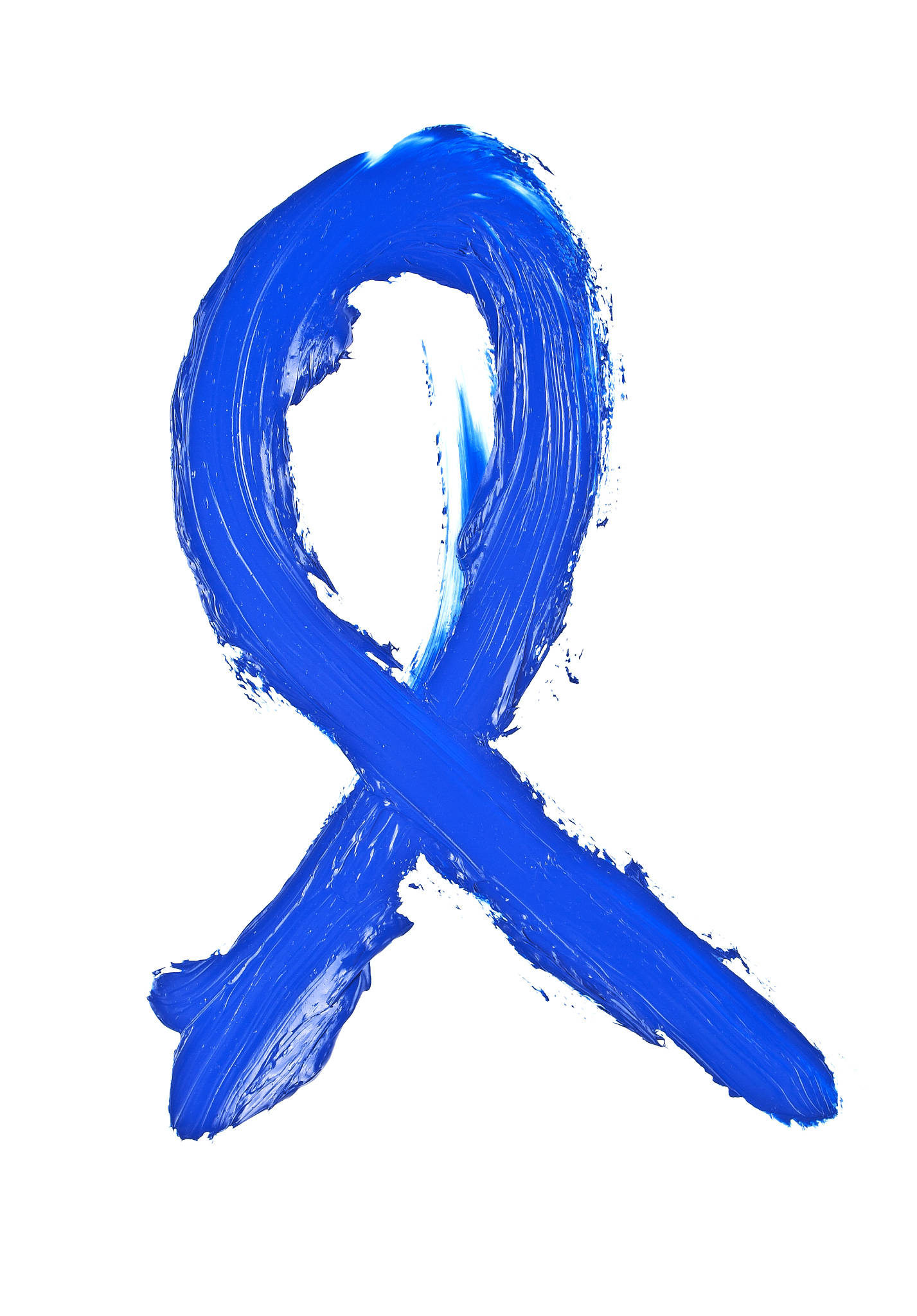 blue oil paint stroke isolated on a white background. blue ribbo