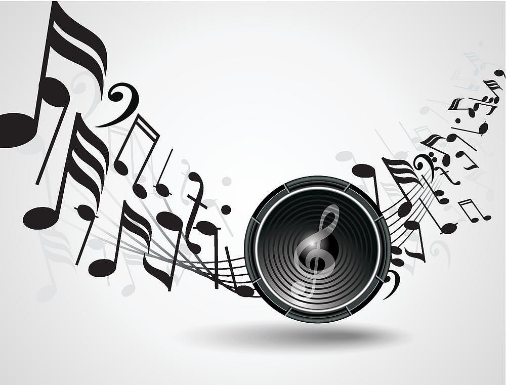 vector background with  audio speake and music notes.