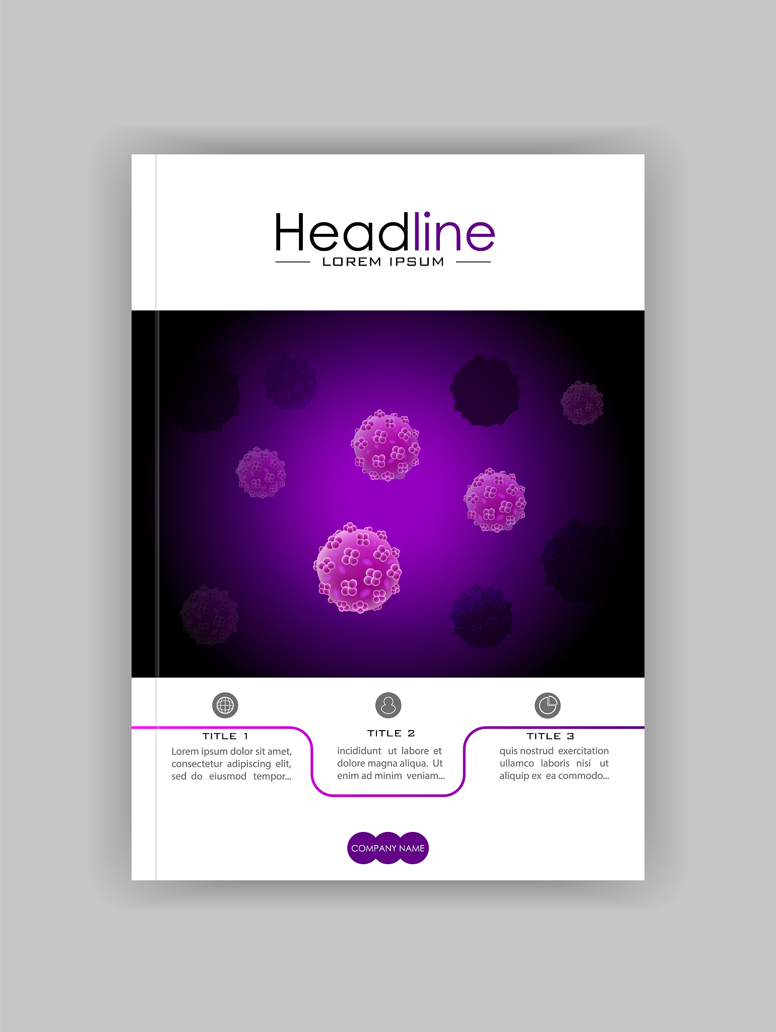 a4 medical, scientific, academic journal cover design with bacte