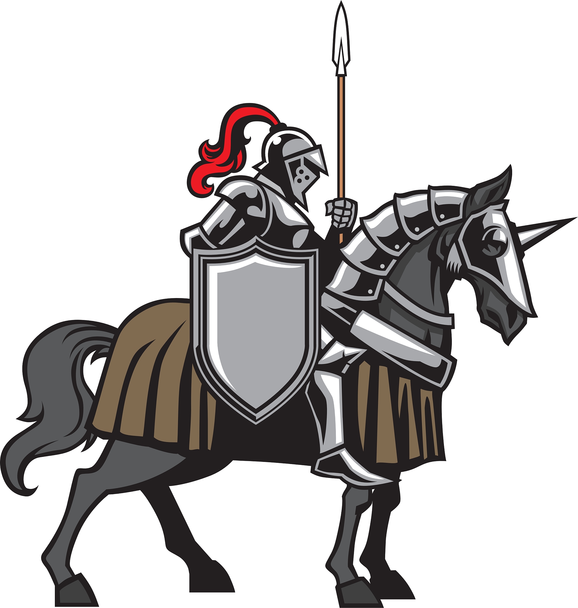 knight with armored horse