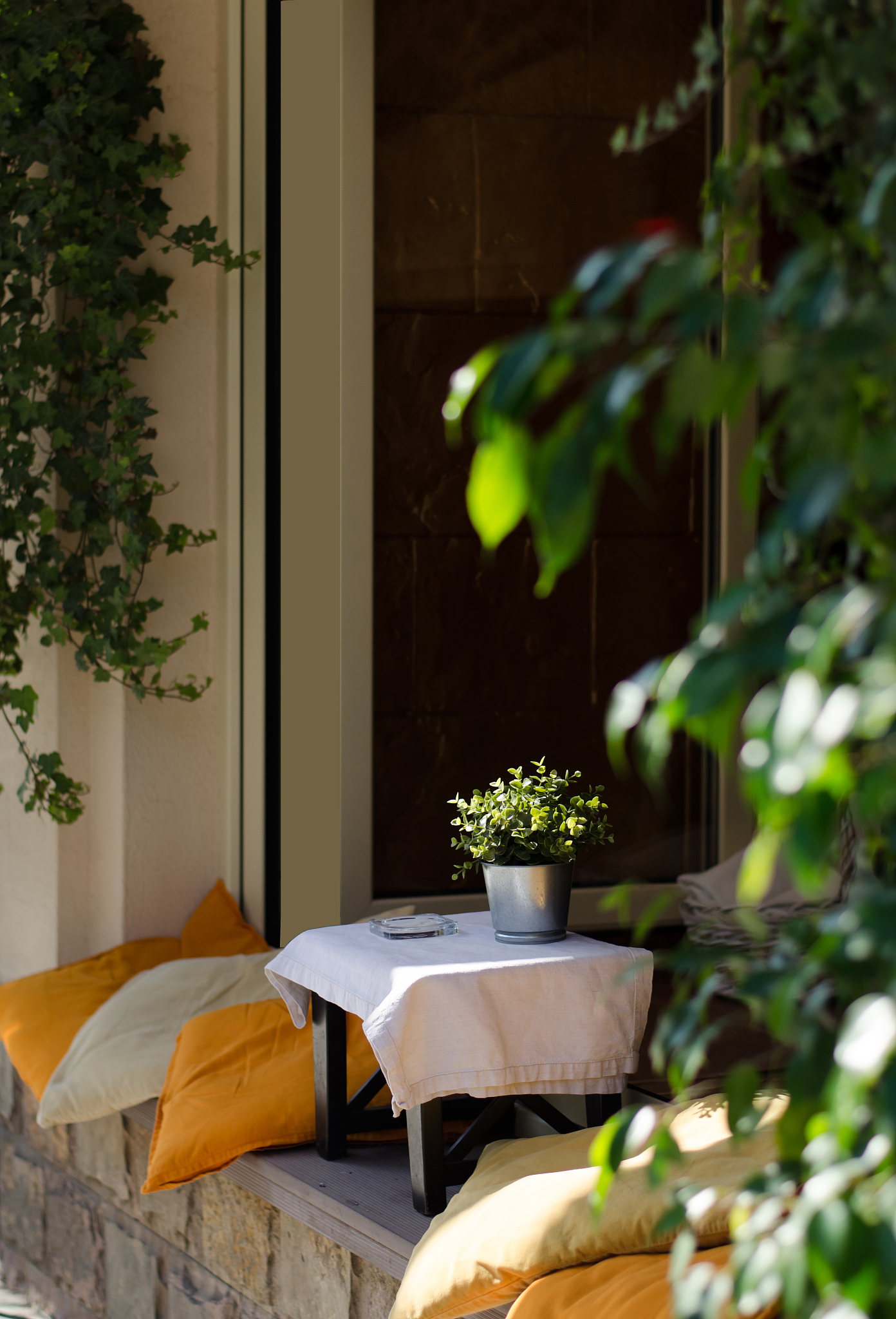 请把下面这句话翻译成中文light filtered into my ketchen through the soft green shade of the trees