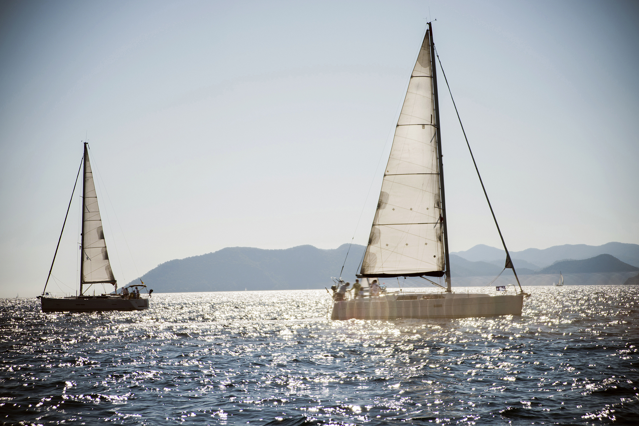 two sailboats sailing, turkey