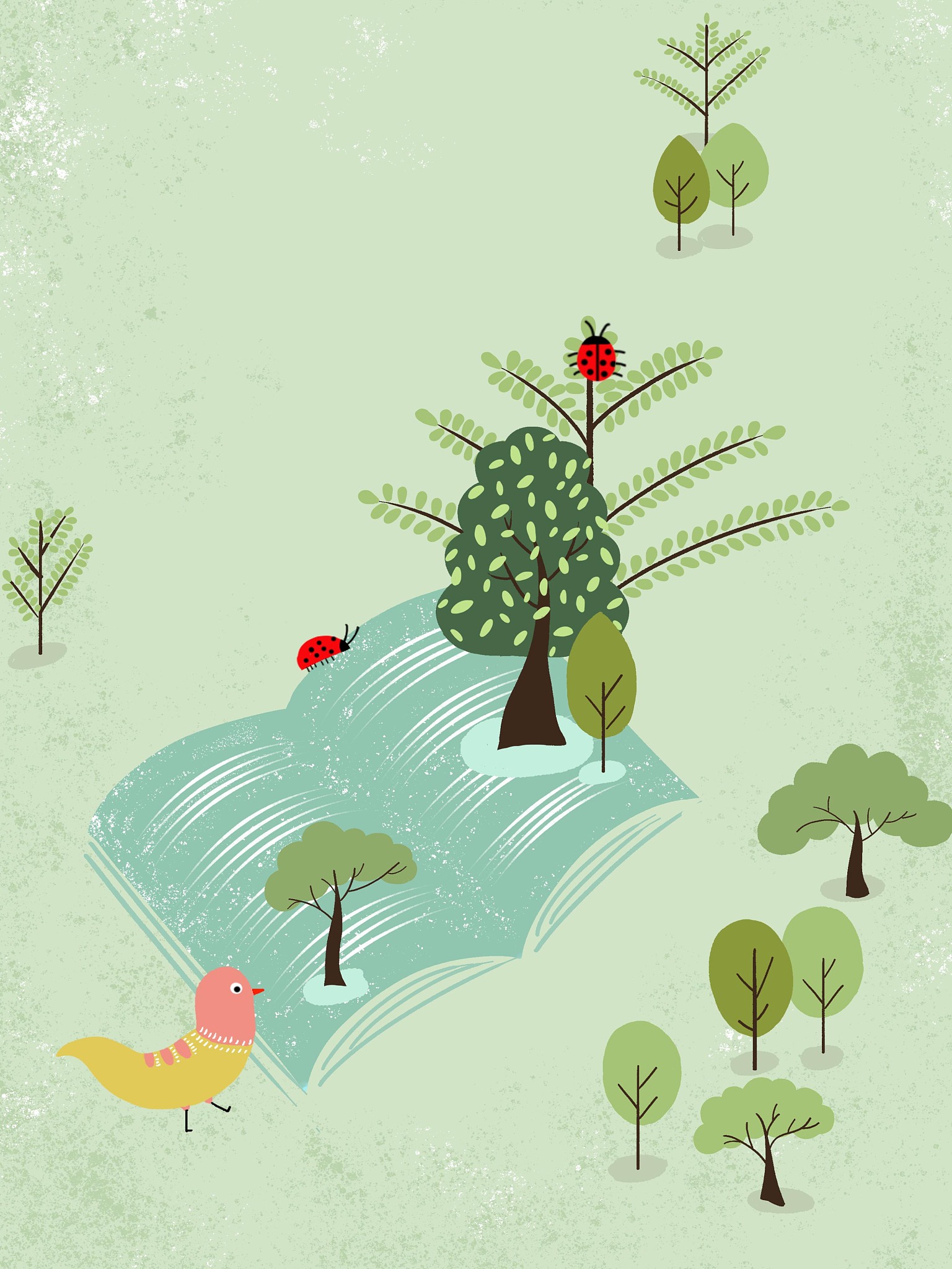 自然主题插画：带来平静和快乐