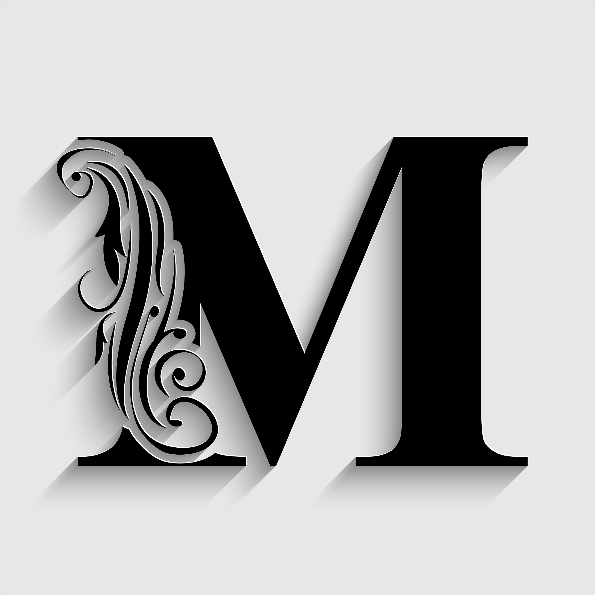 letter m black flower alphabet beautiful capital