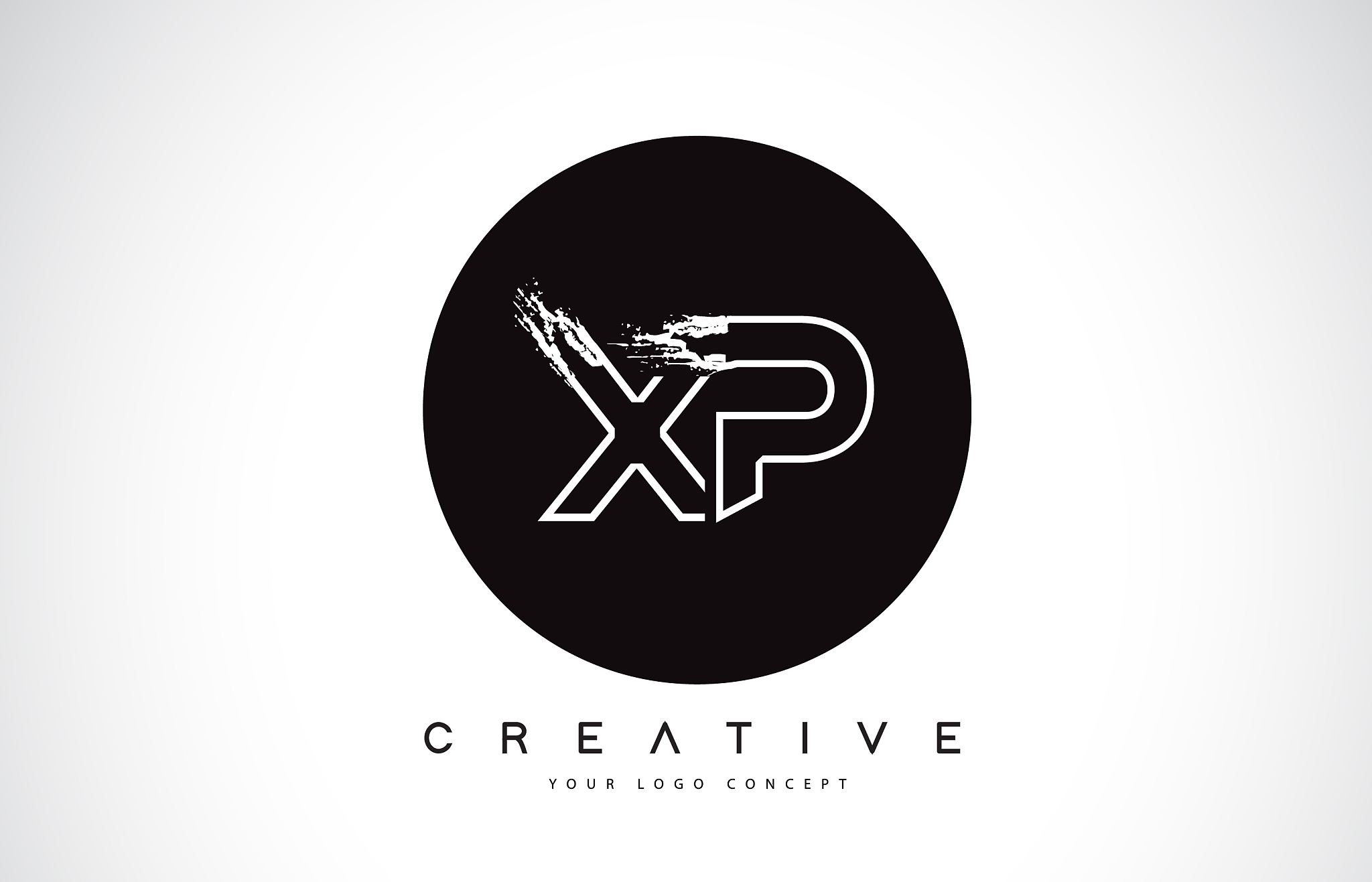xp modern leter logo design with black and white