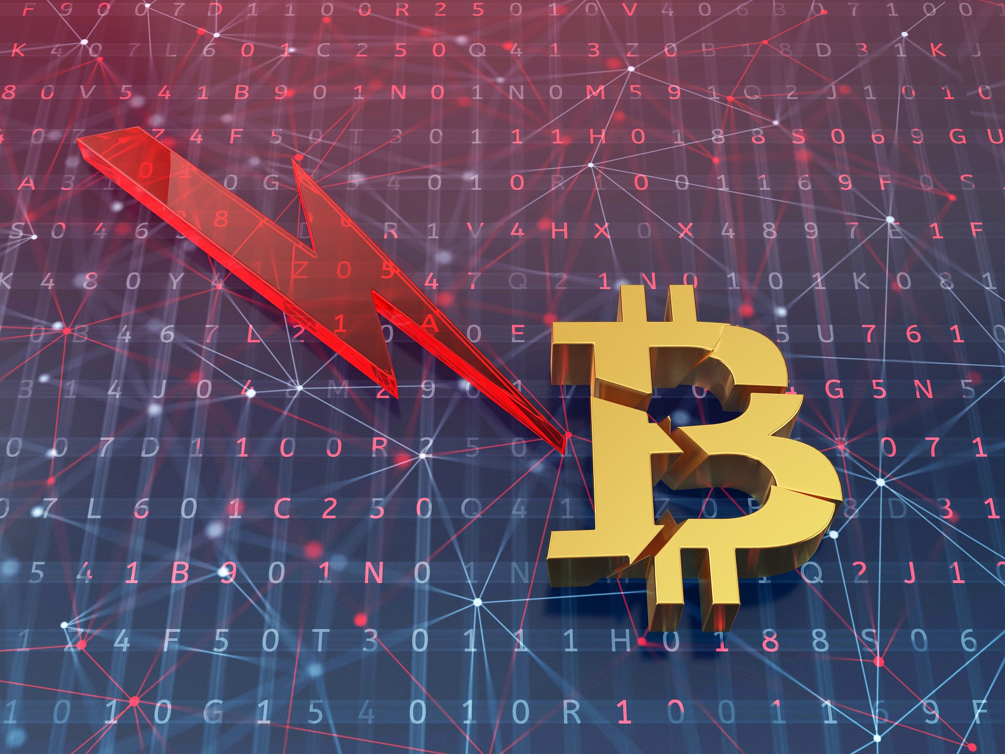 bitcoin crash, conceptual illustration