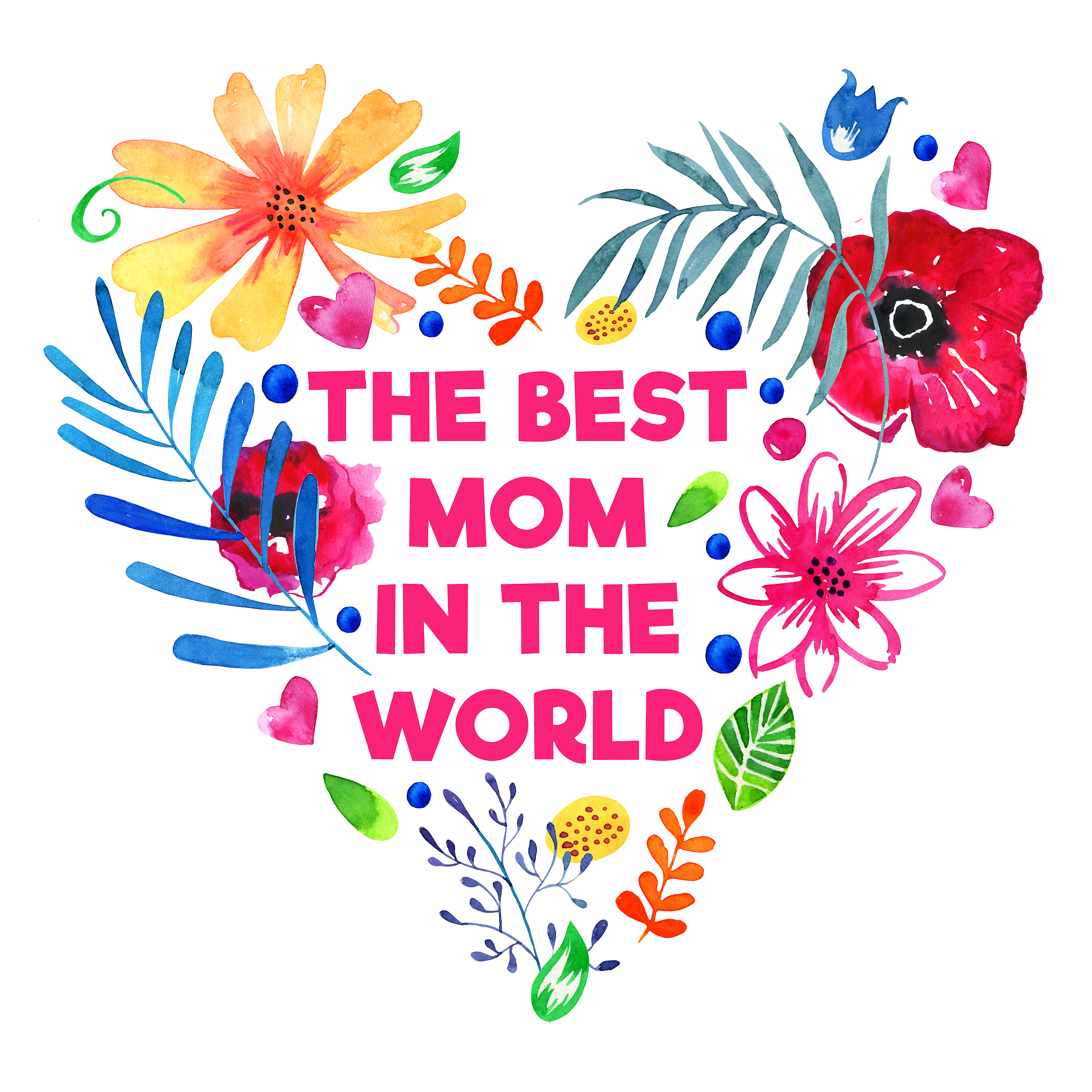 heart shaped composition with stylized flowers. mother's day des