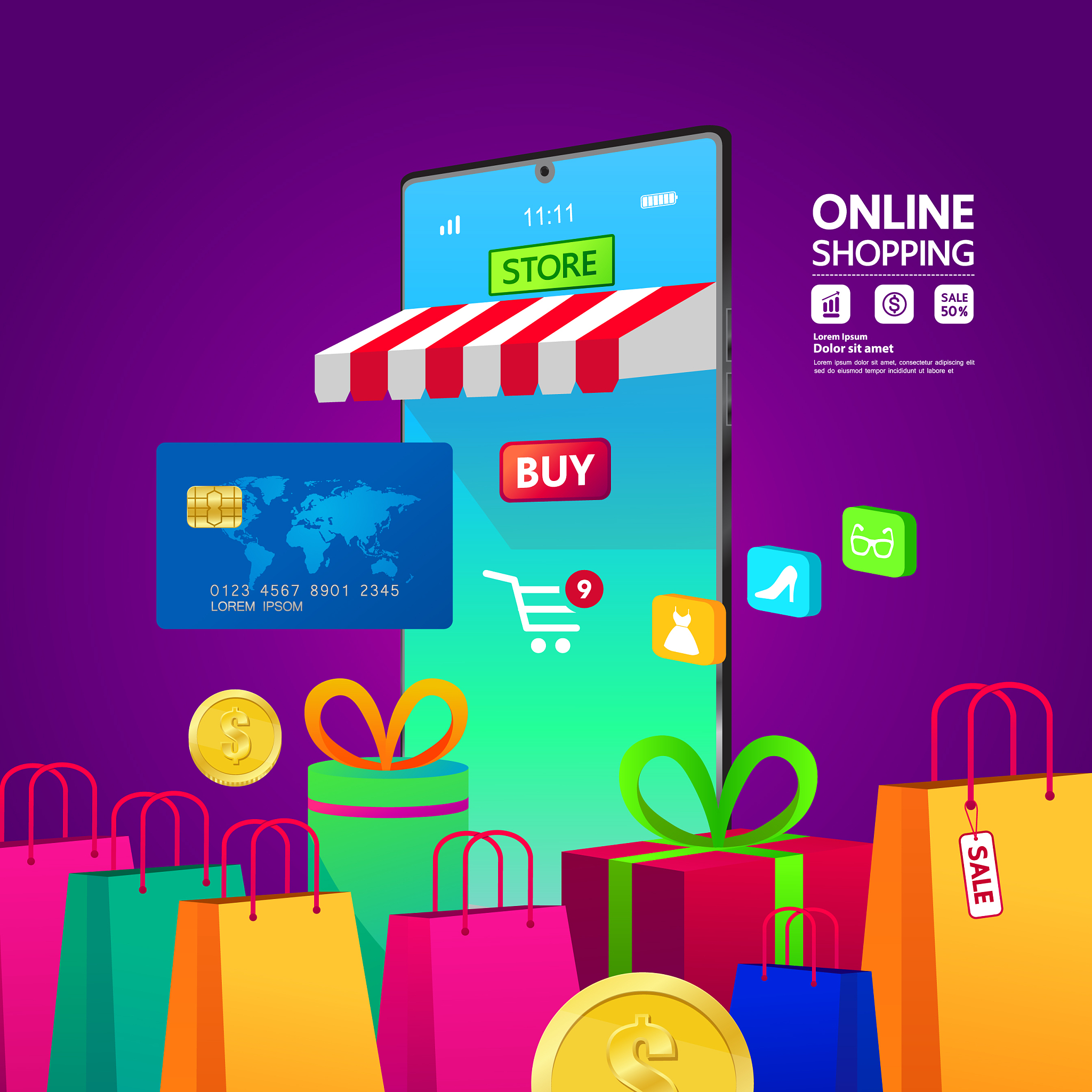 shopping online on website or mobile application