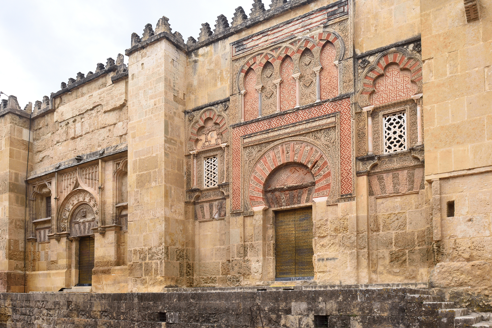 moorish facade of the great mosque in cordoba, andalusia, spain
