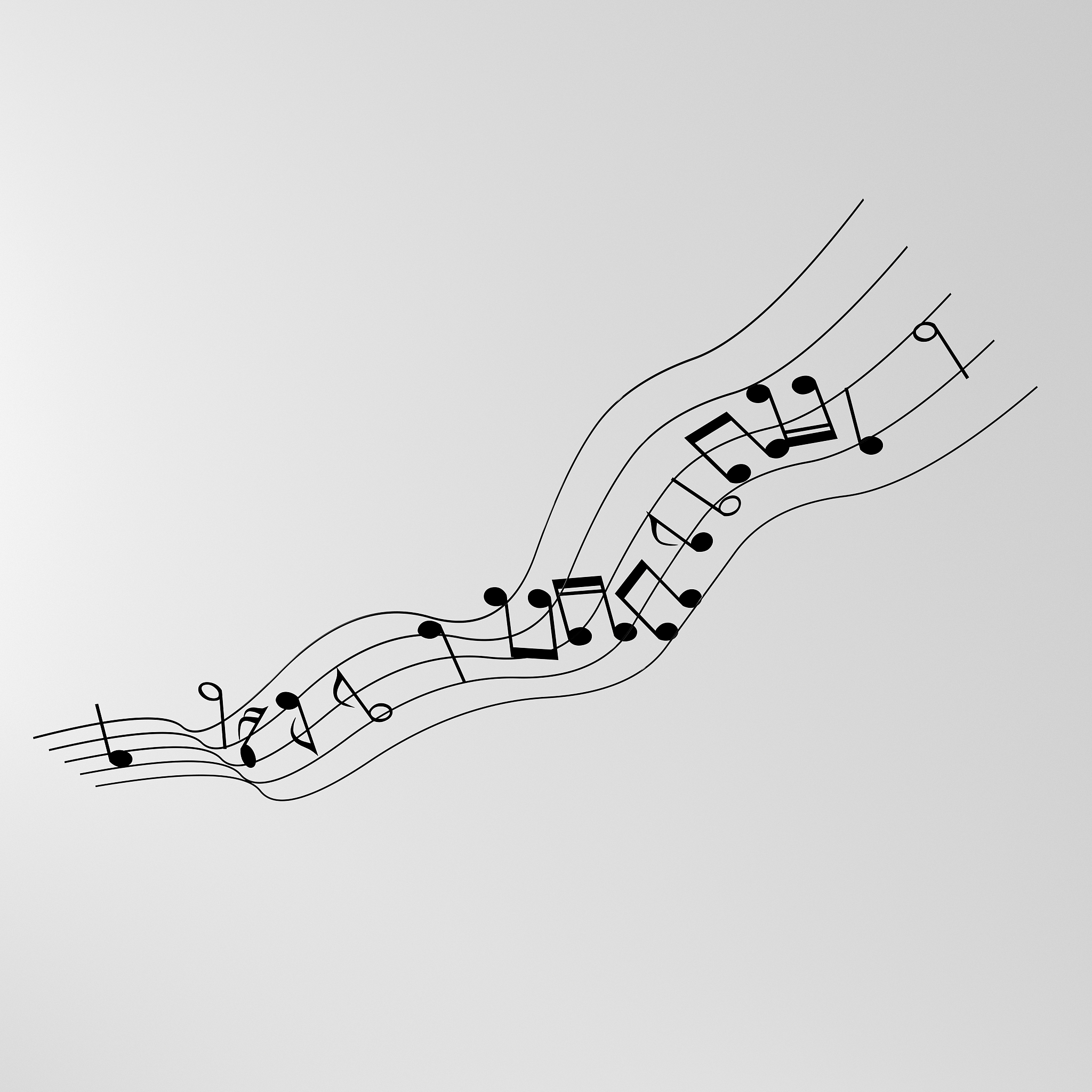 black music notes with white background, 3d rendering.