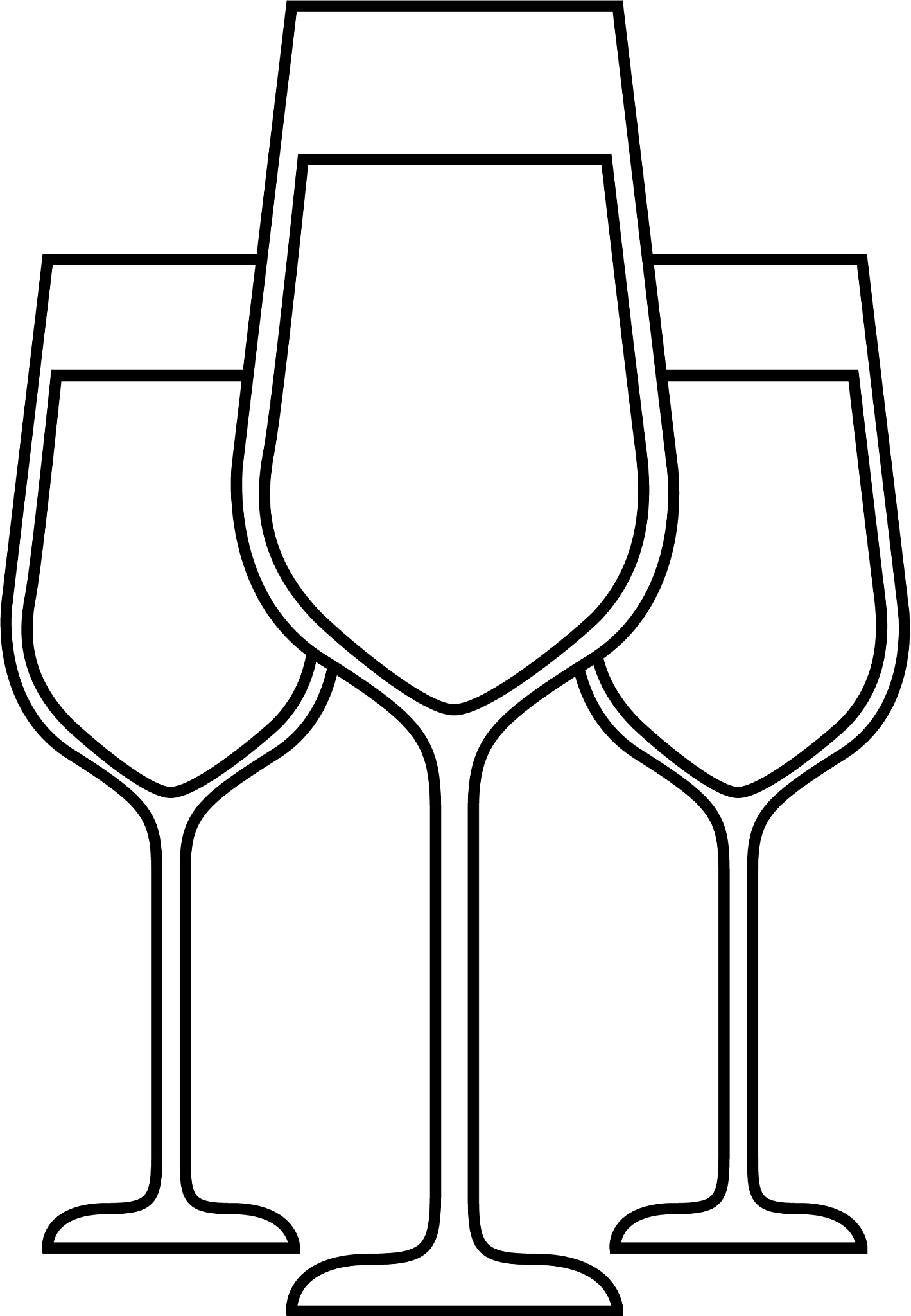 three glasses with champagne alcohol liquid
