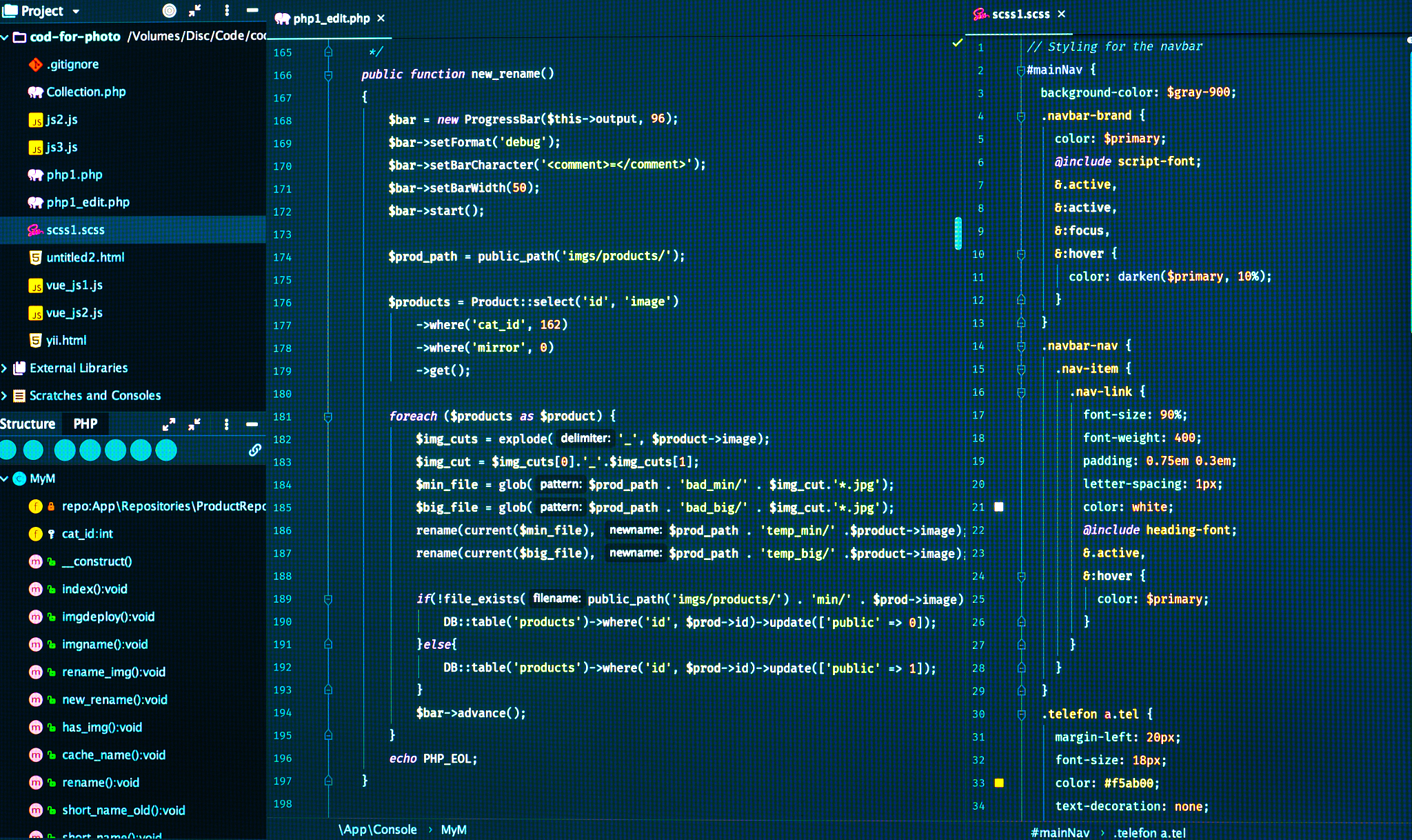 web development code: css/sass styles preprocessor script lines 