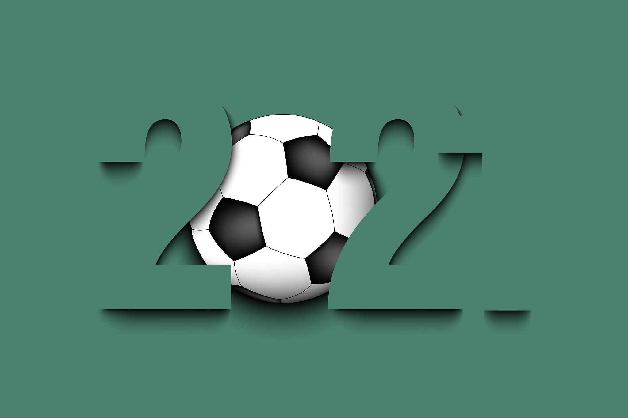 new year numbers 2021 and soccer ball