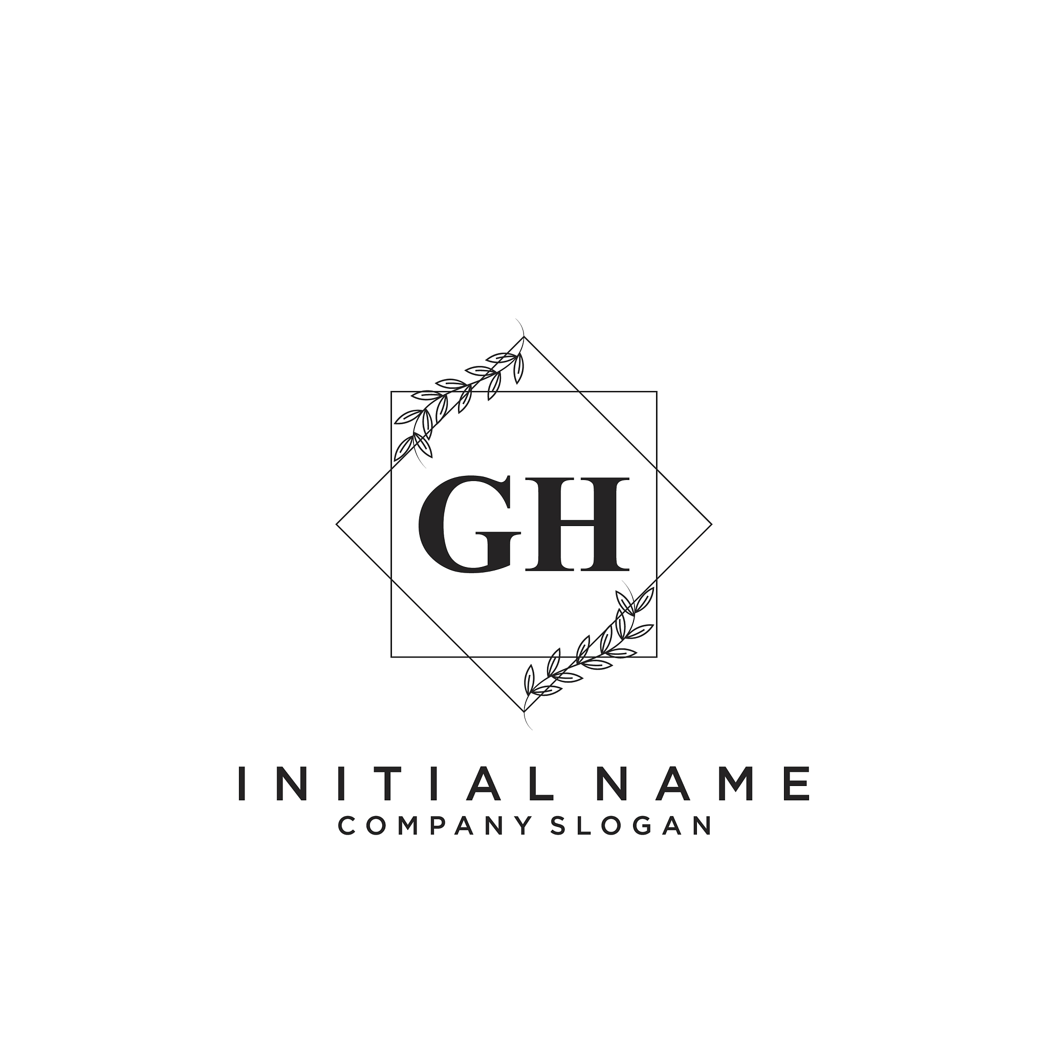 gh initial handwriting logo design