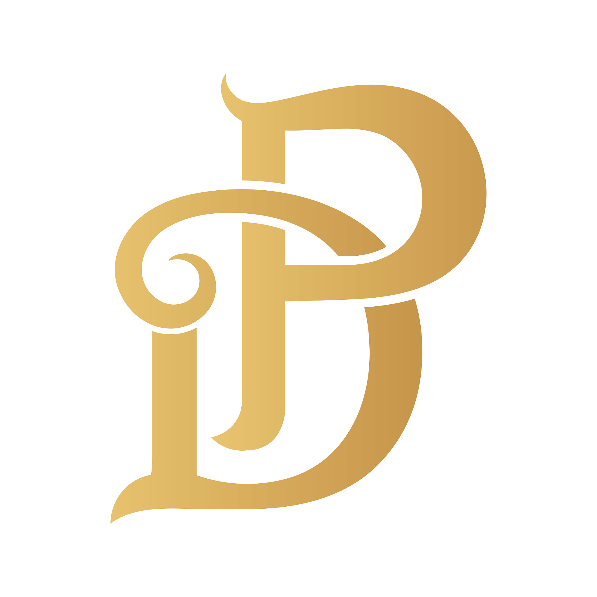 golden dp monogram.