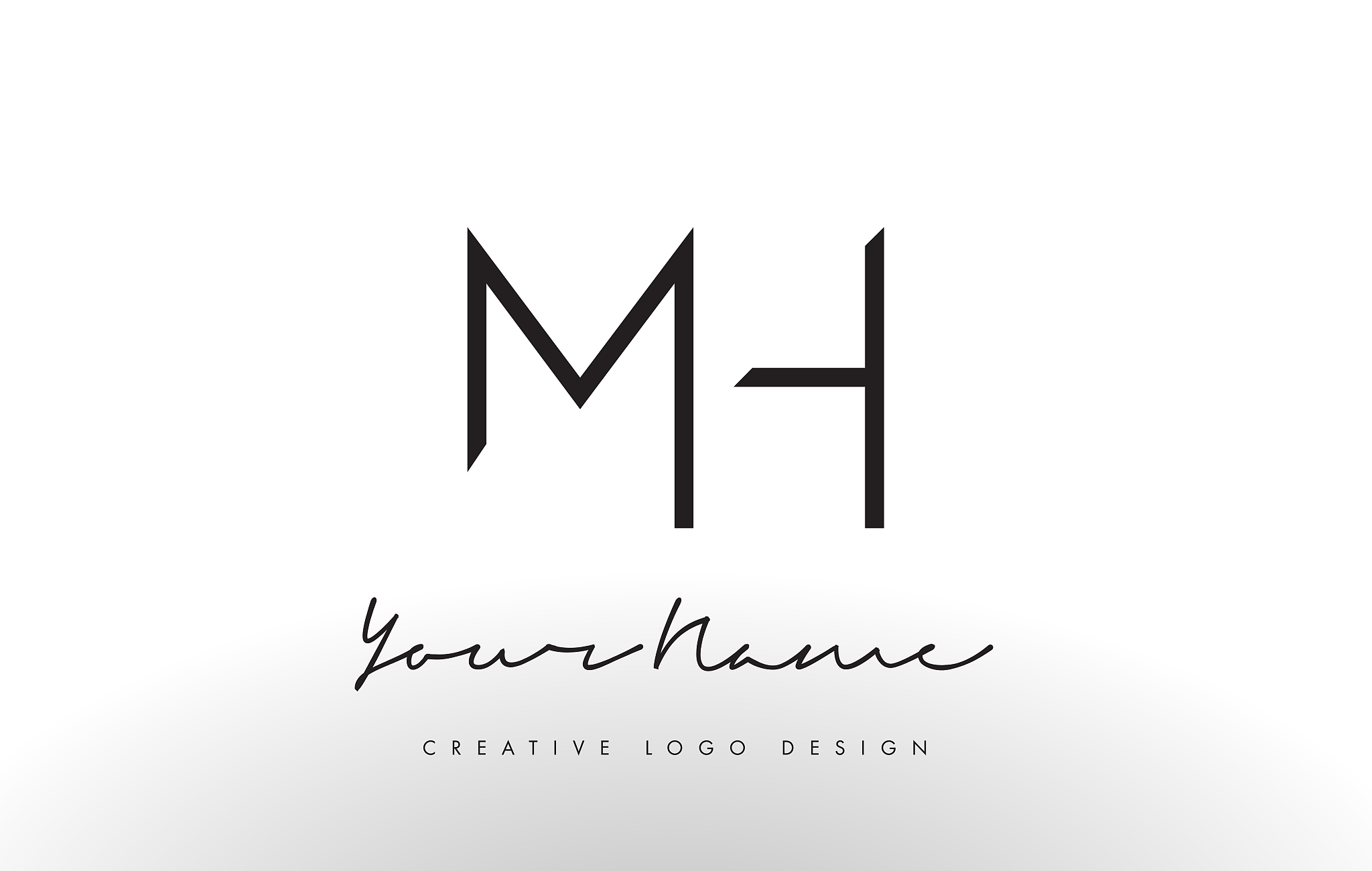 mh letters logo design slim creative simple black