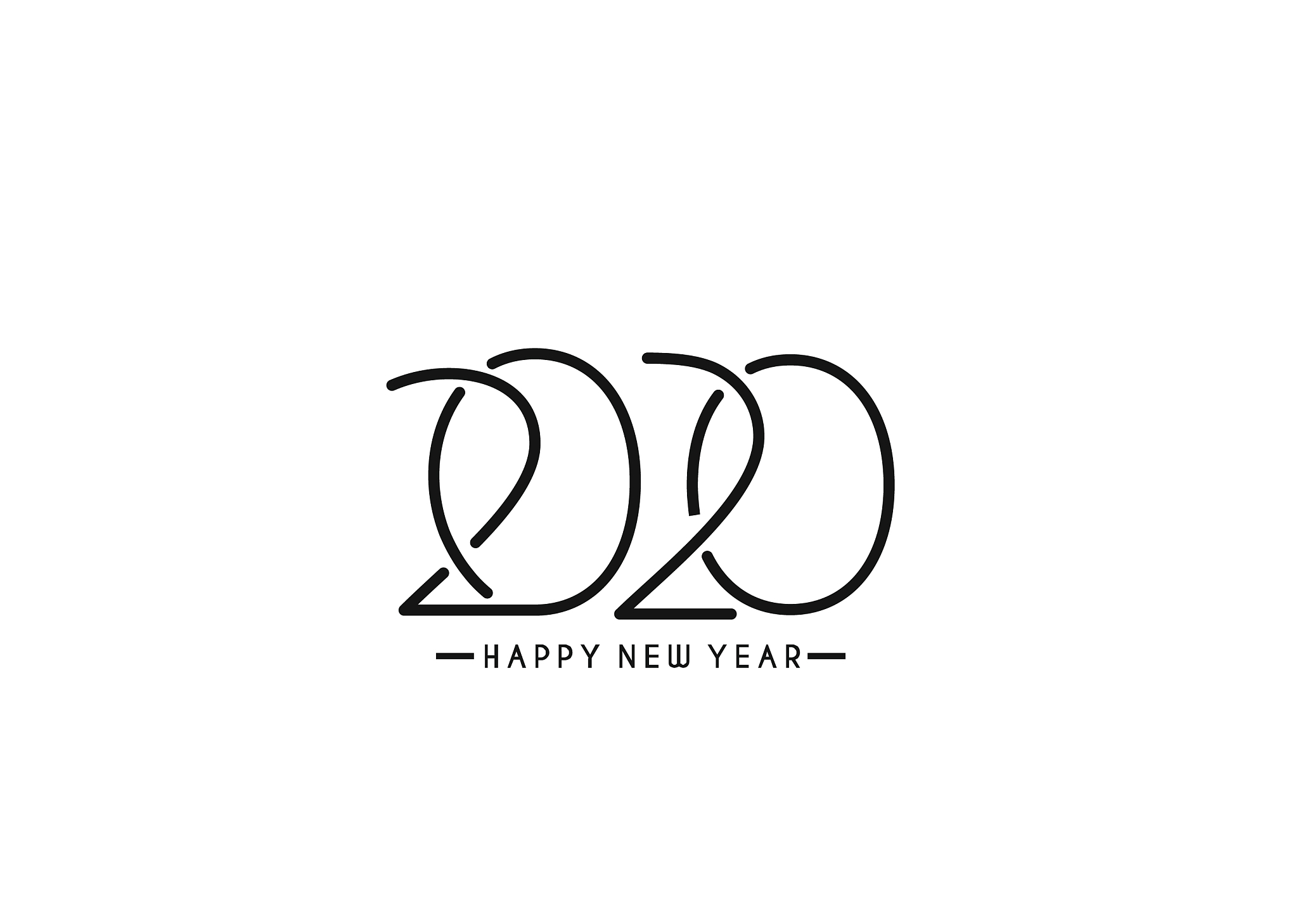 happy new year 2020 text typography design patter