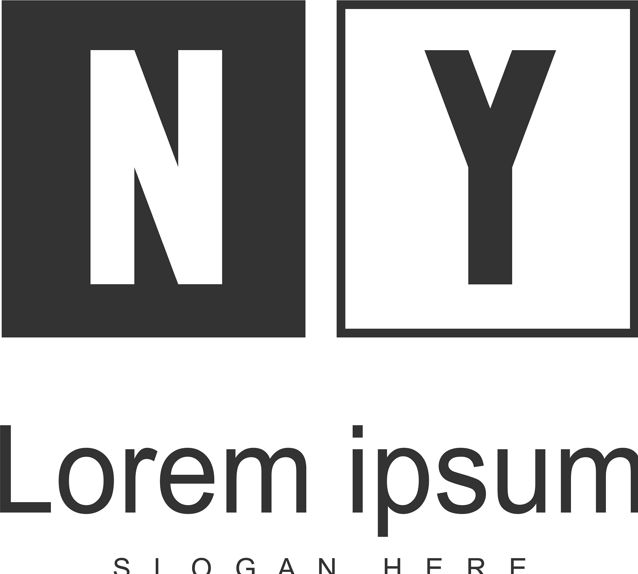 initial ny logo template with modern frame