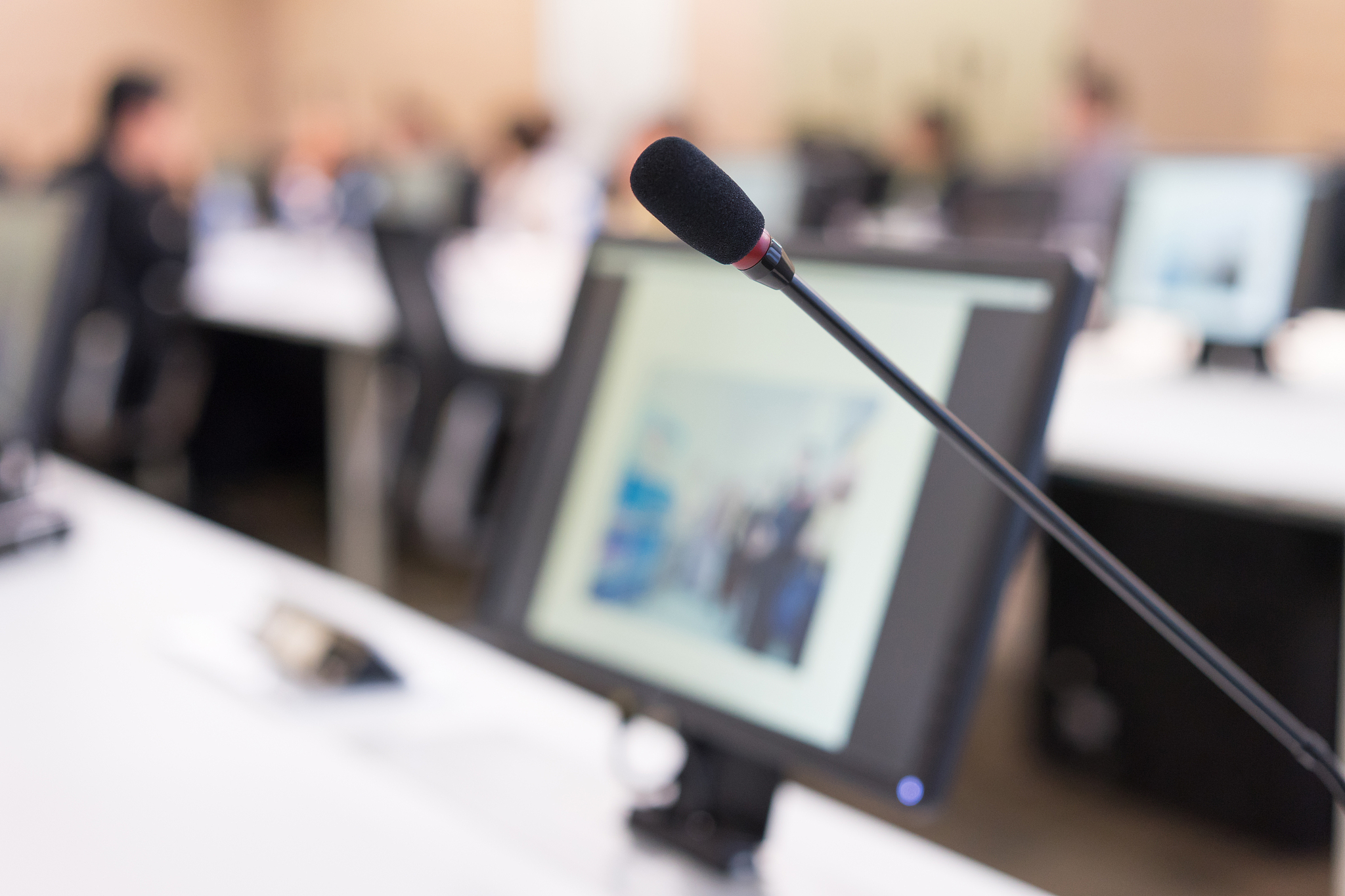 microphone in the conference room for corporate planning.
