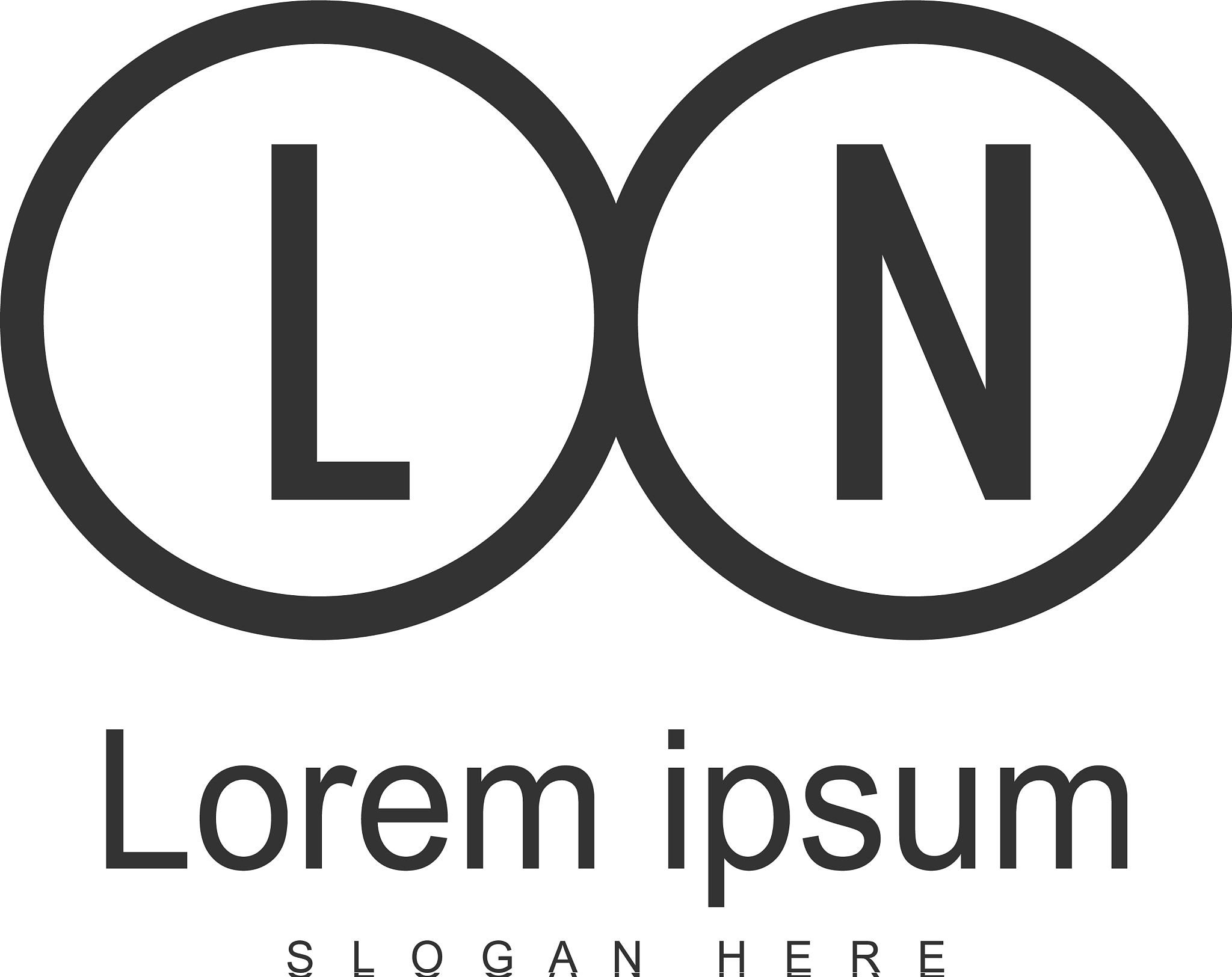 initial ln logo template with modern frame