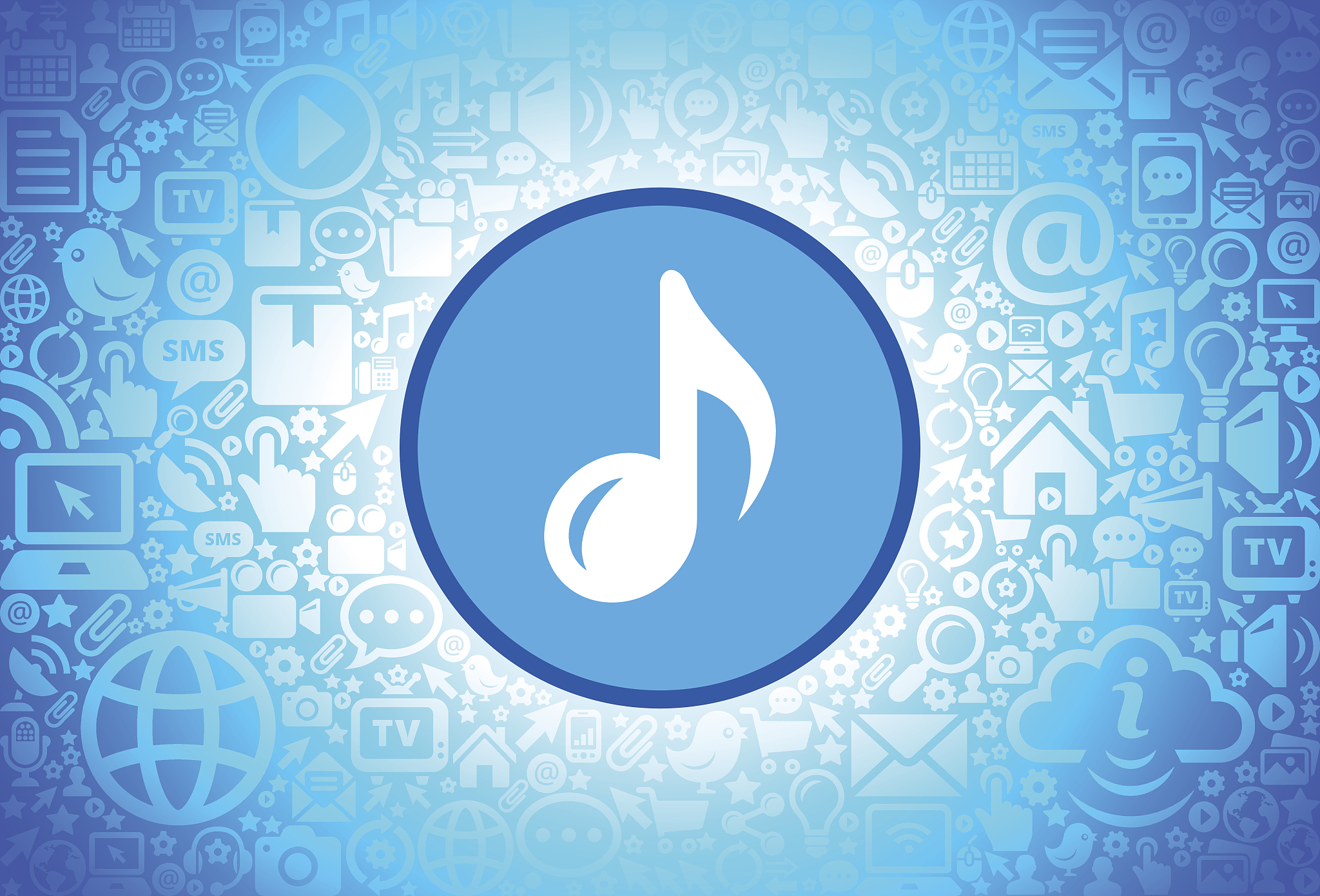 music note  icon on internet technology background