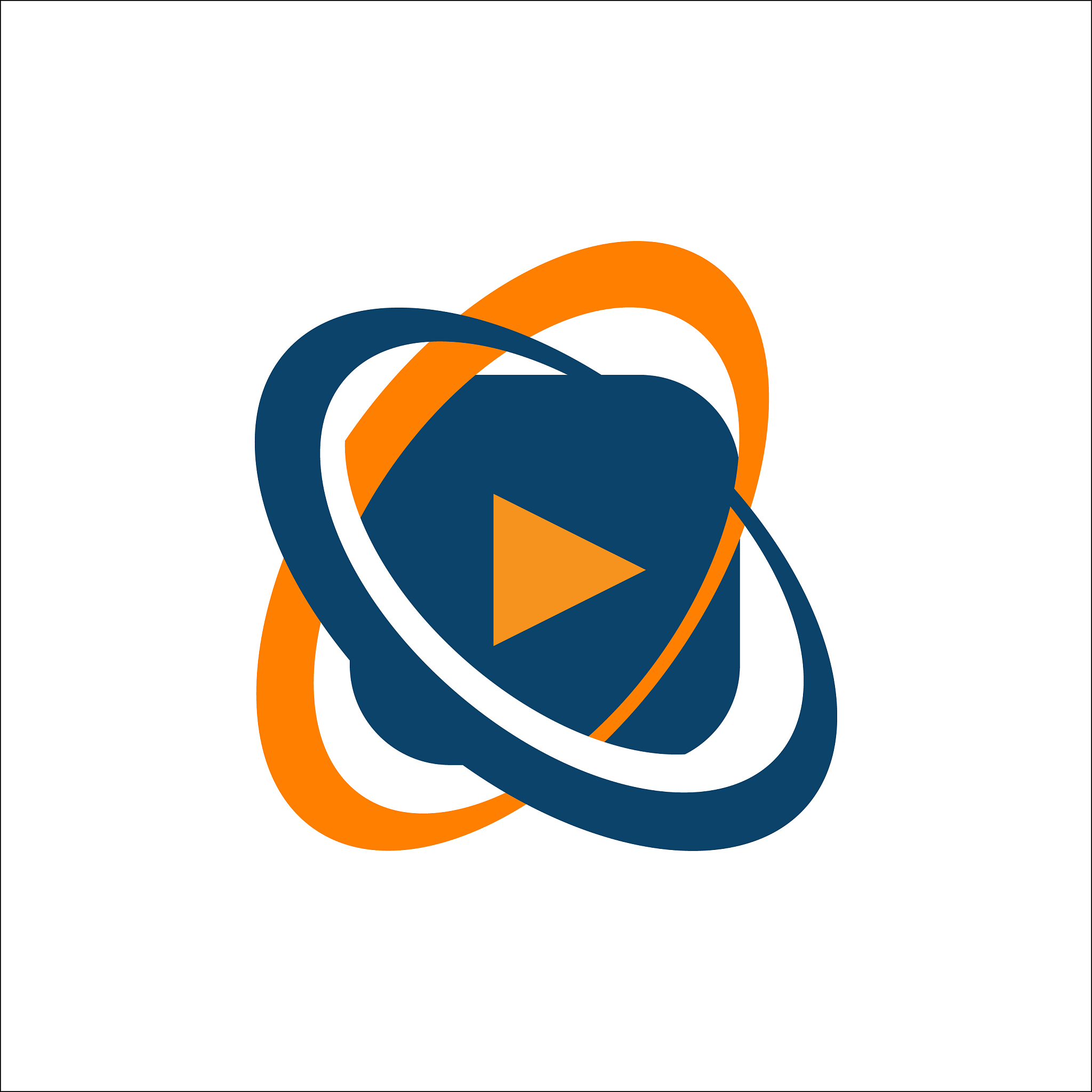 tech media play button logo design icon