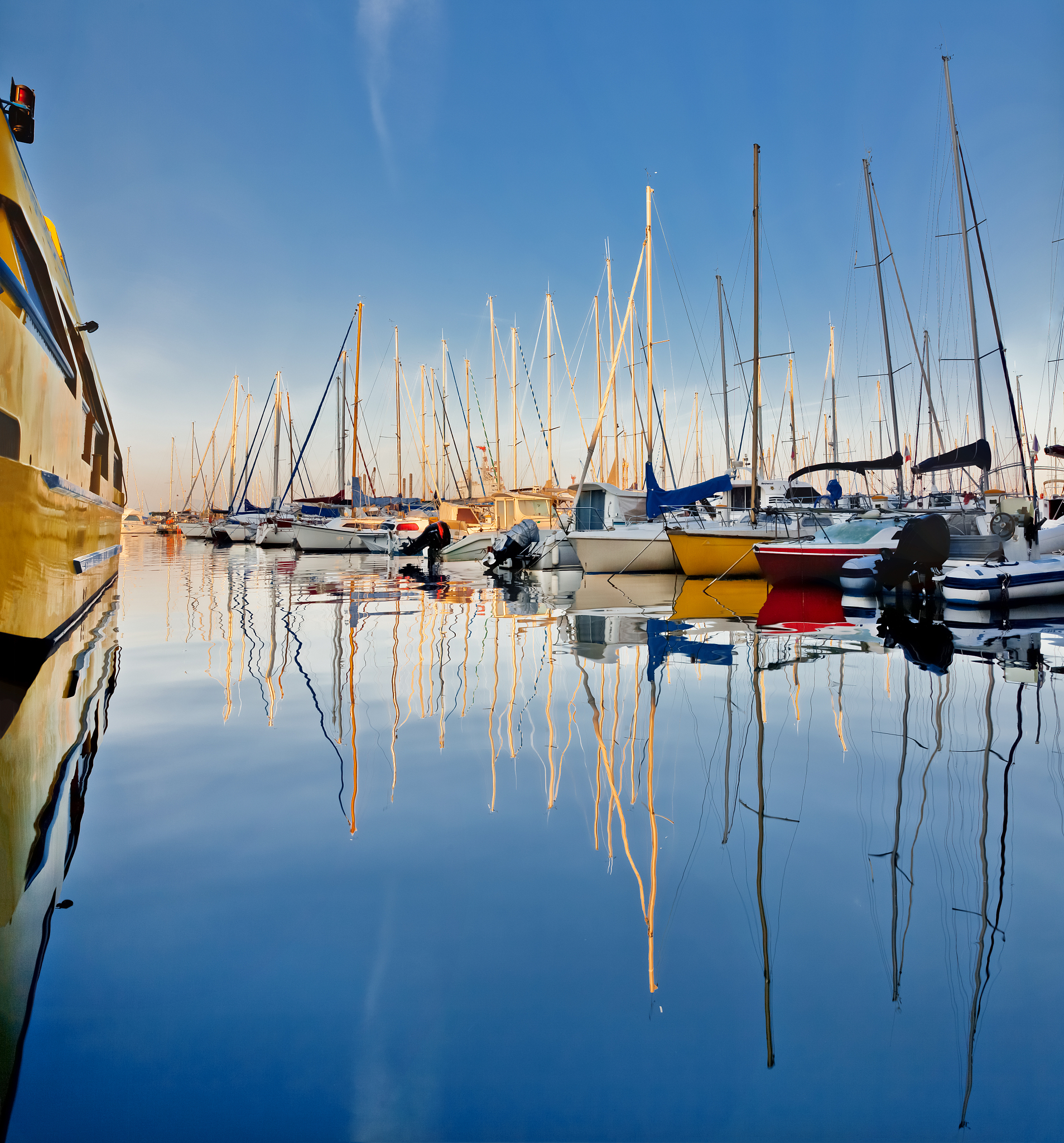 sail boats in toulon port, france.
