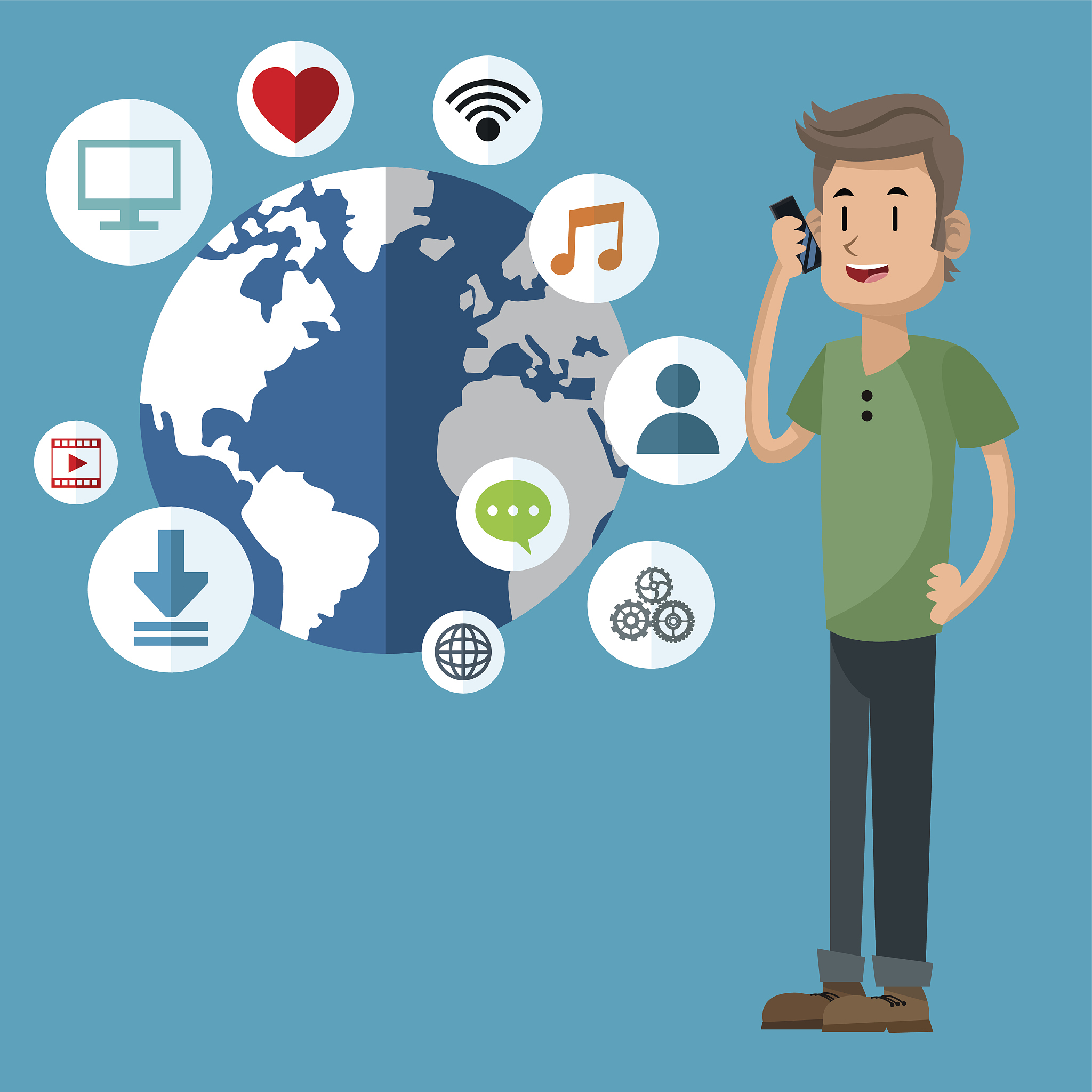mobile people cartoon design