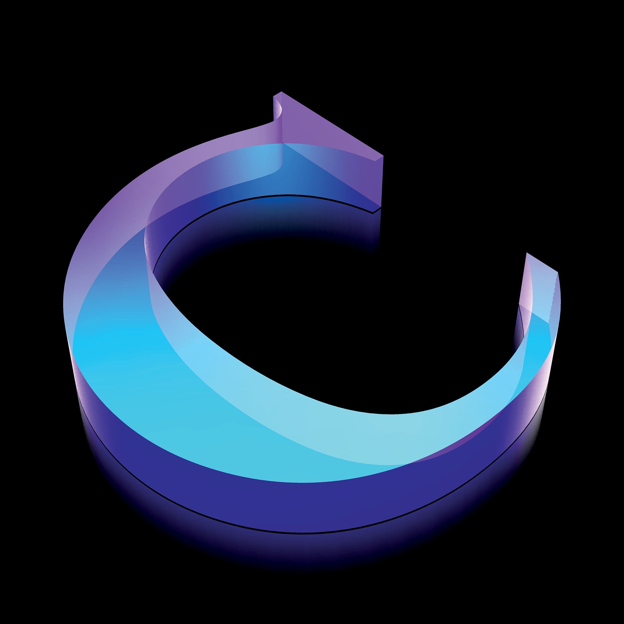 3d neon glowing character c made of glass, vector illustration.