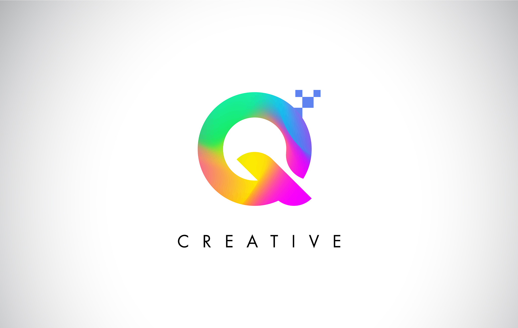 q colorful logo letter design creative rainbow