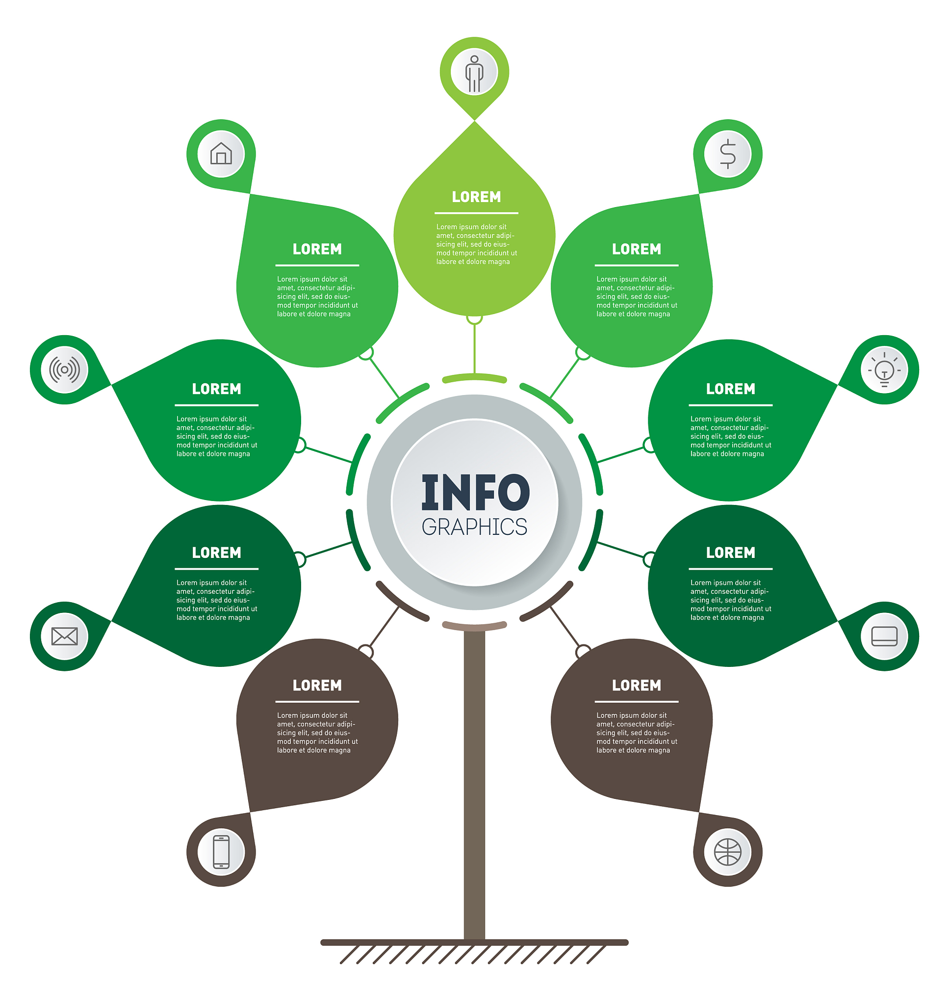 vertical timeline infographics tree of