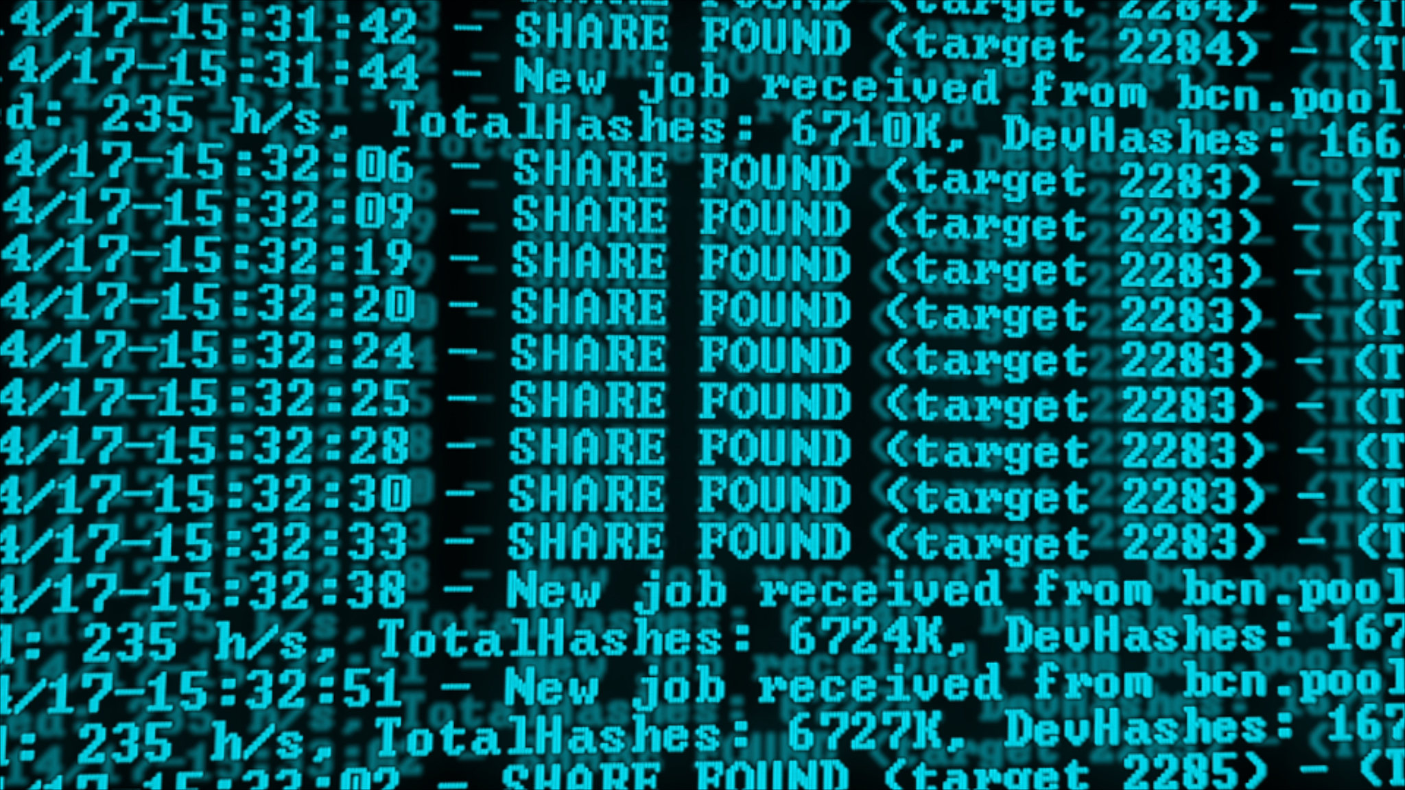 mining cryptocurrency process program on display pc. using softw