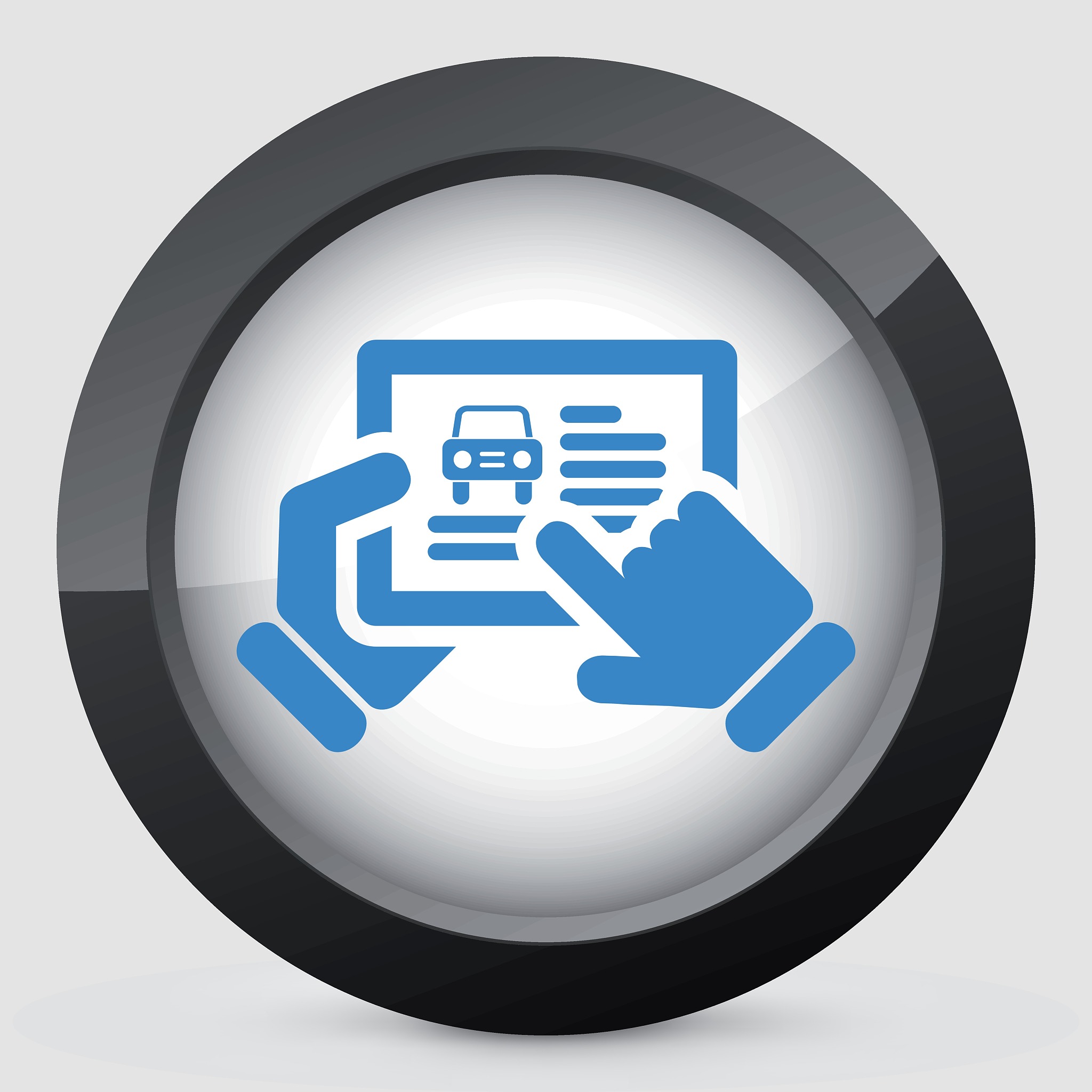car website icon on tablet