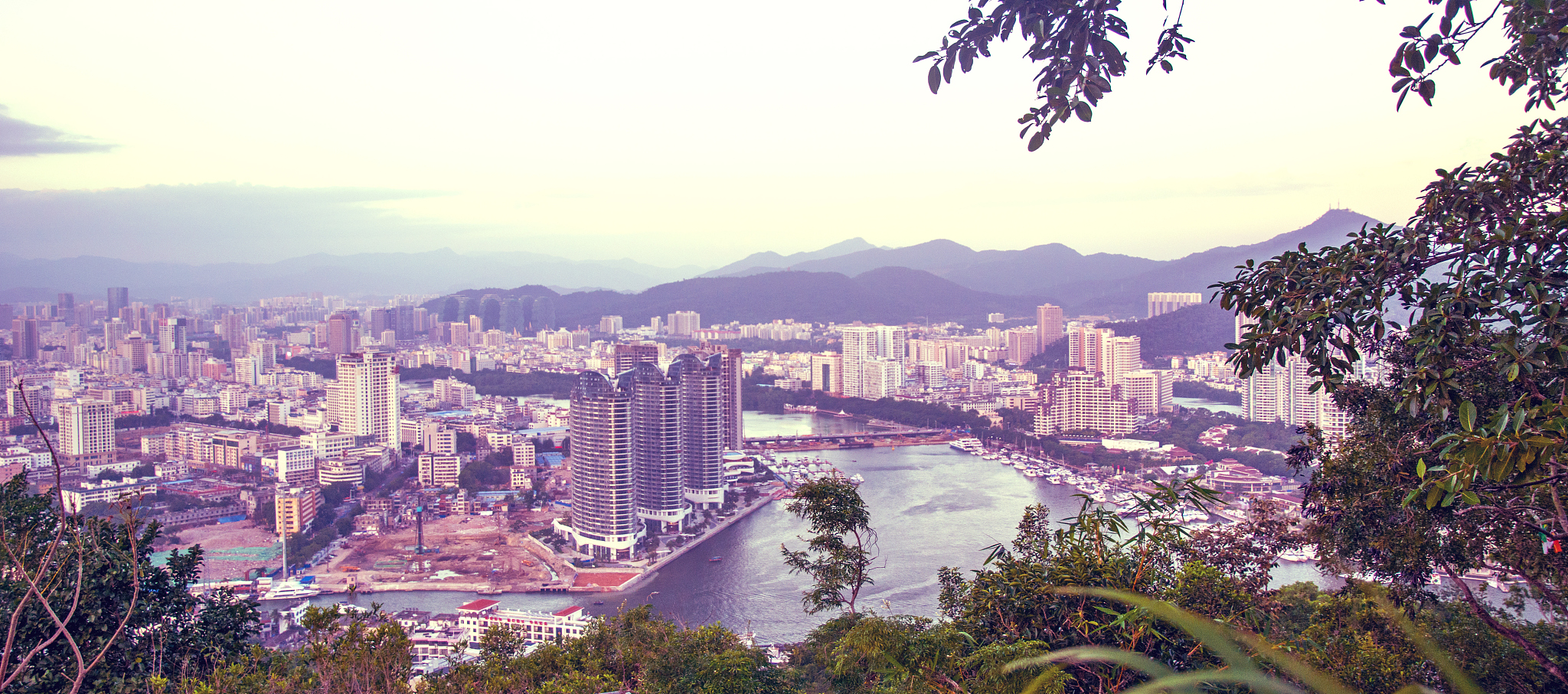 panorama of the city of sanya, a view of the city in the highest