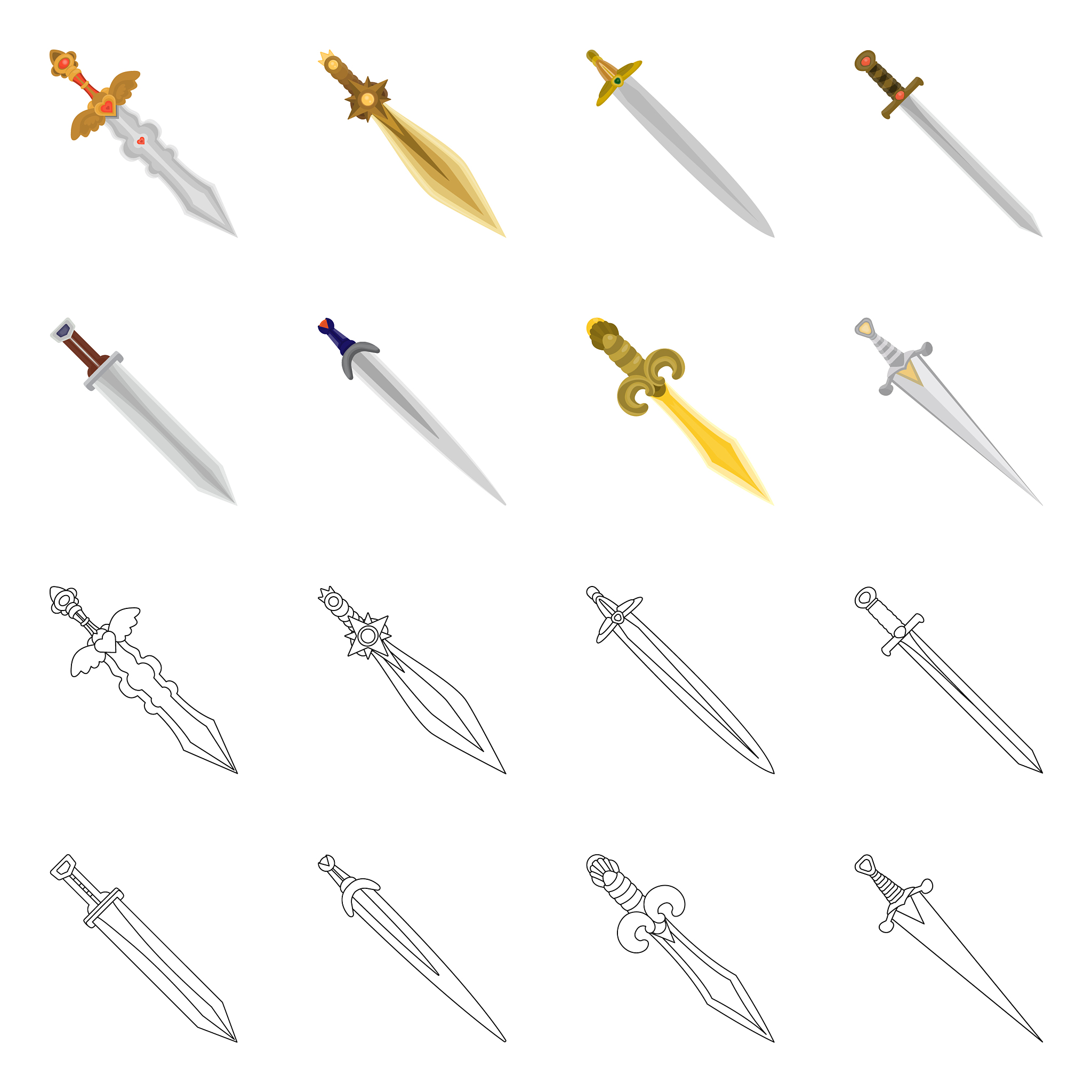 design of game and armor symbol set of