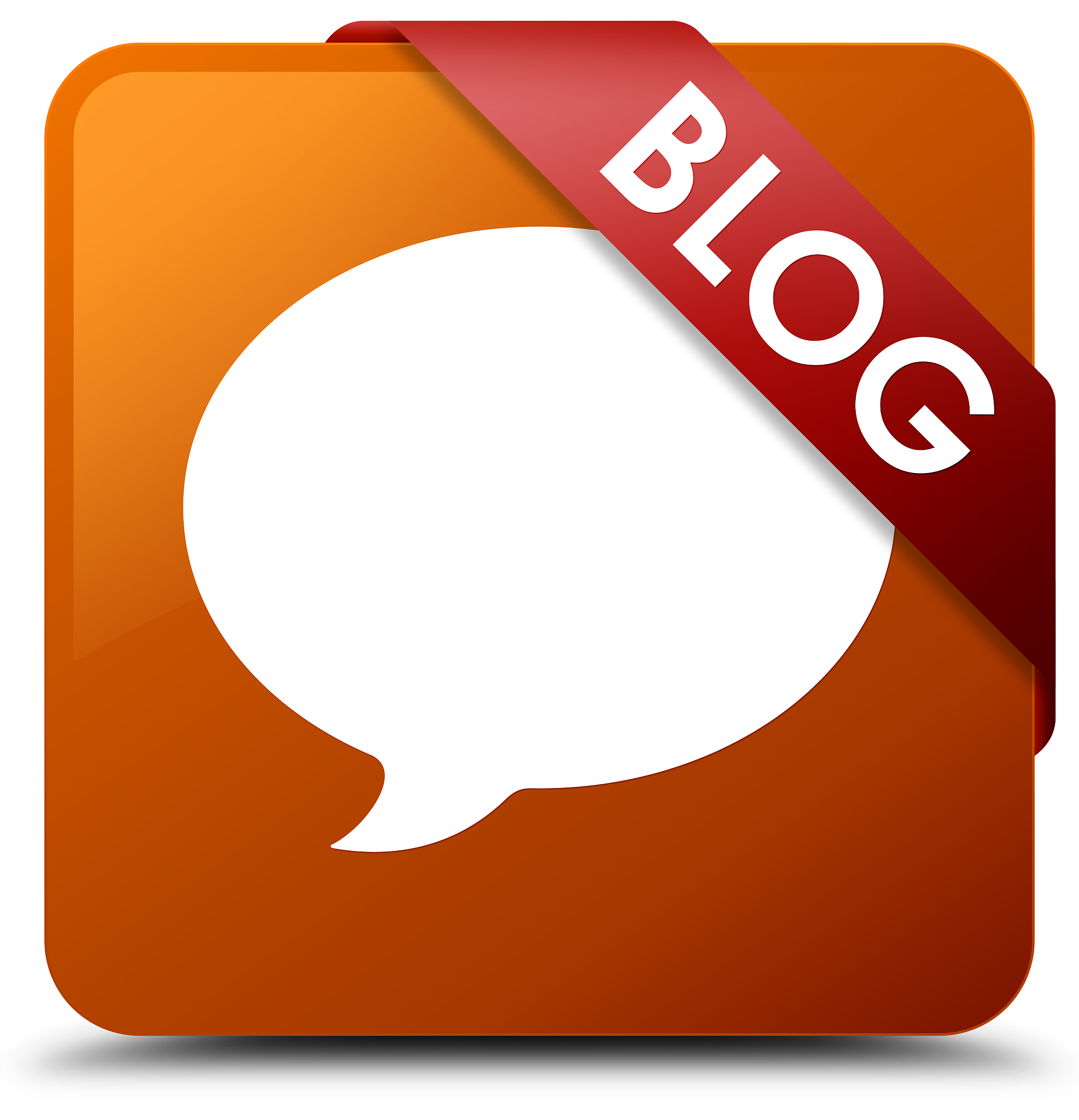 blog (conversation icon) brown square button red ribbon in corne
