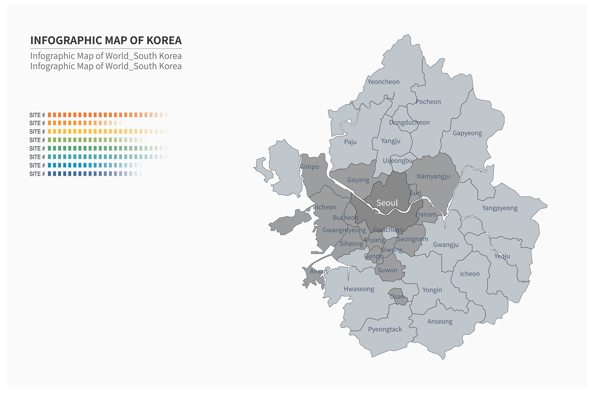 gyeonggi do map. korea province vector map.