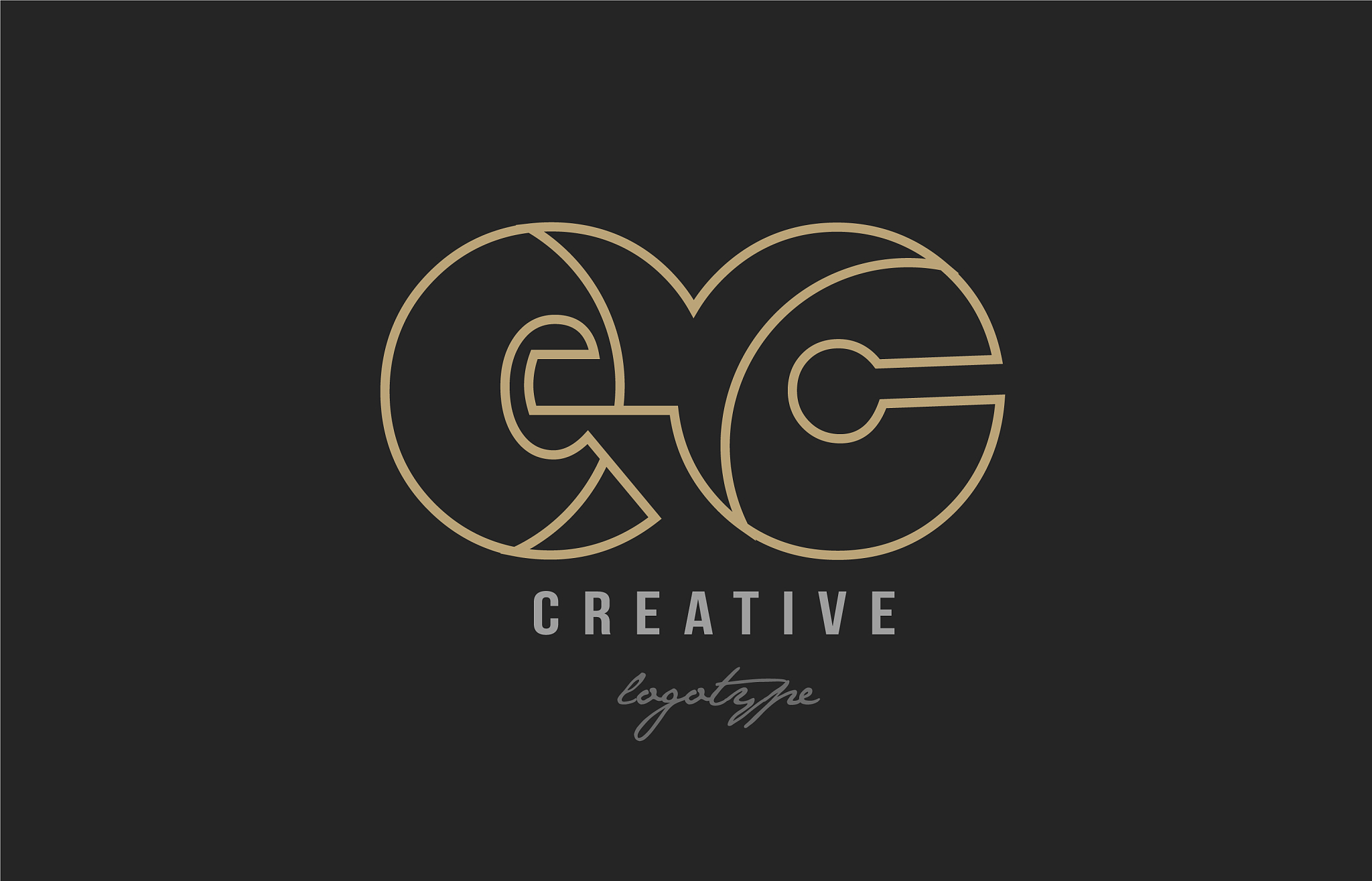 black and yellow gold alphabet letter ec e c logo
