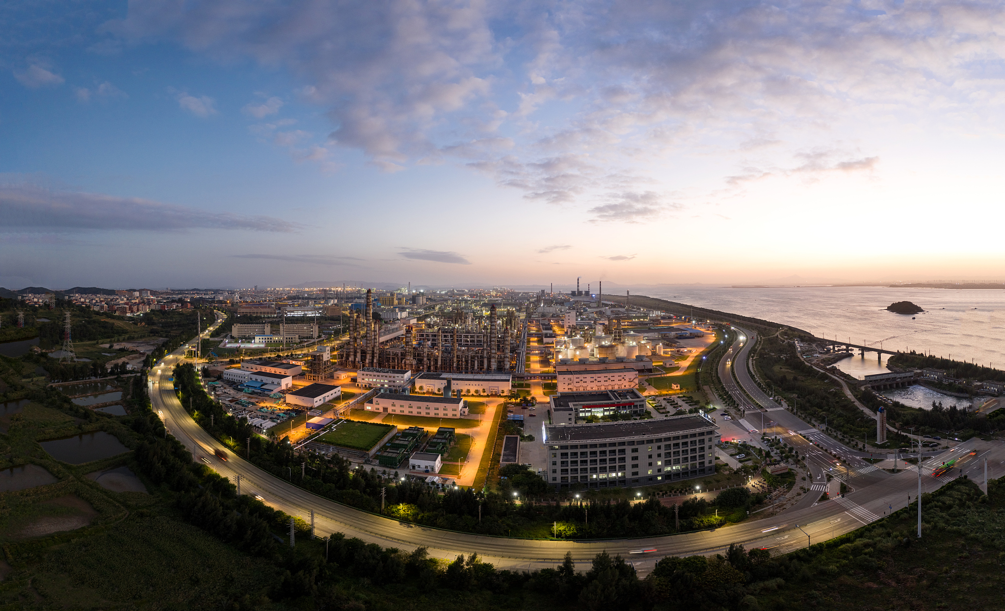 panoramic bird's eye view of chemical plant