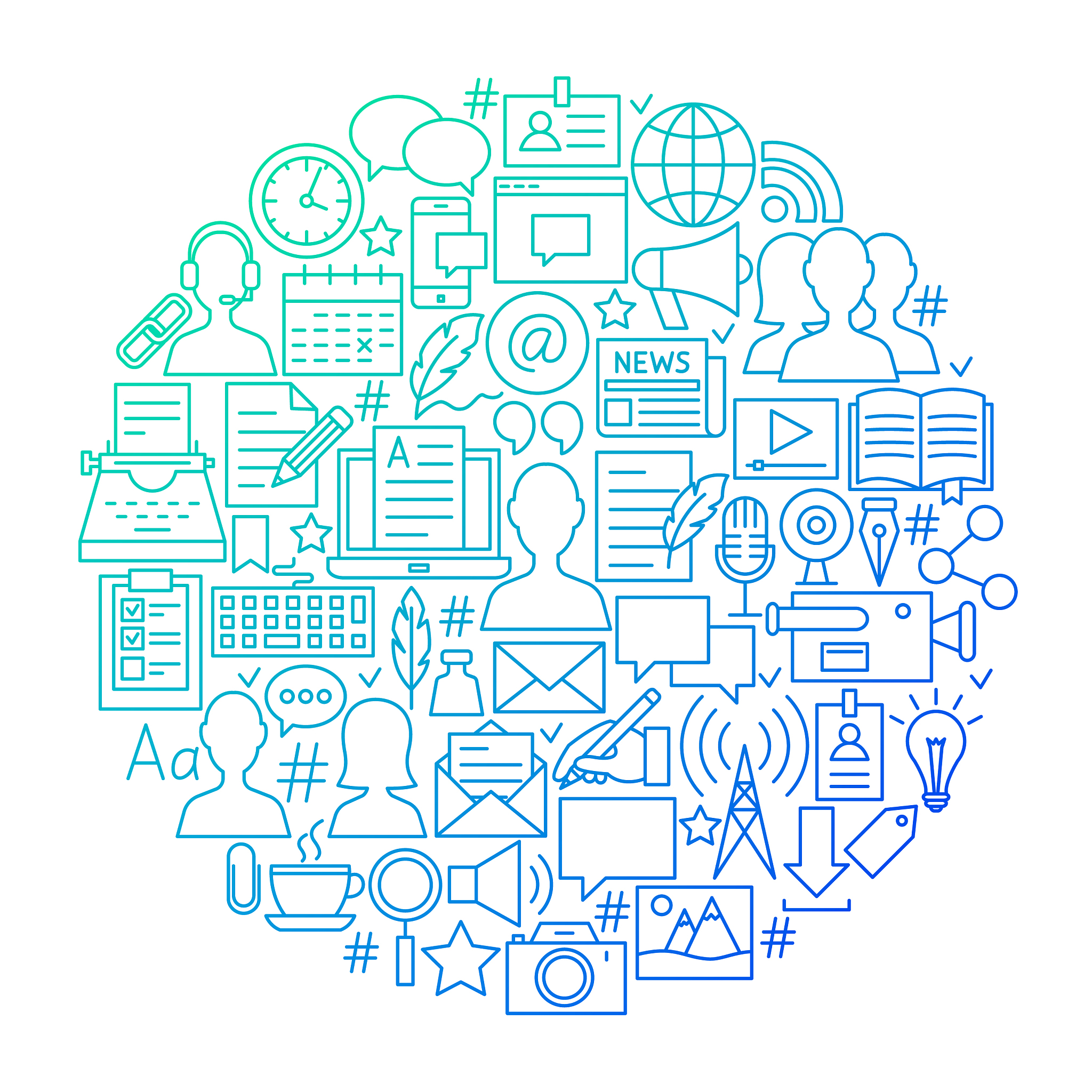 blog line icon circle design