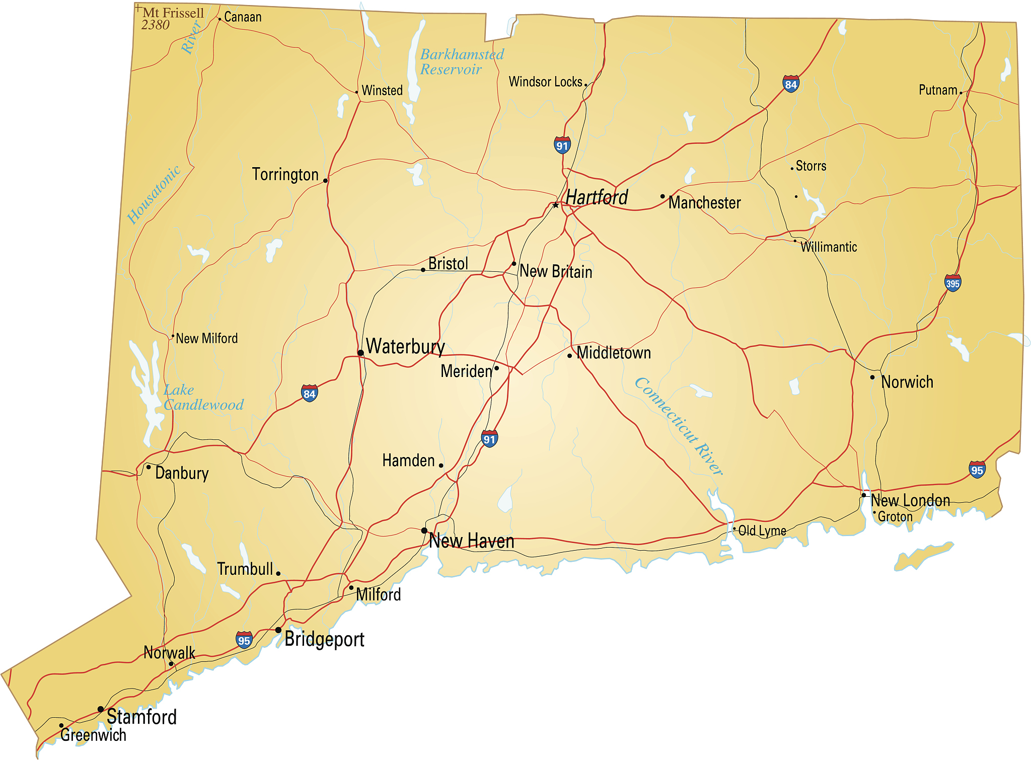 map of connecticut