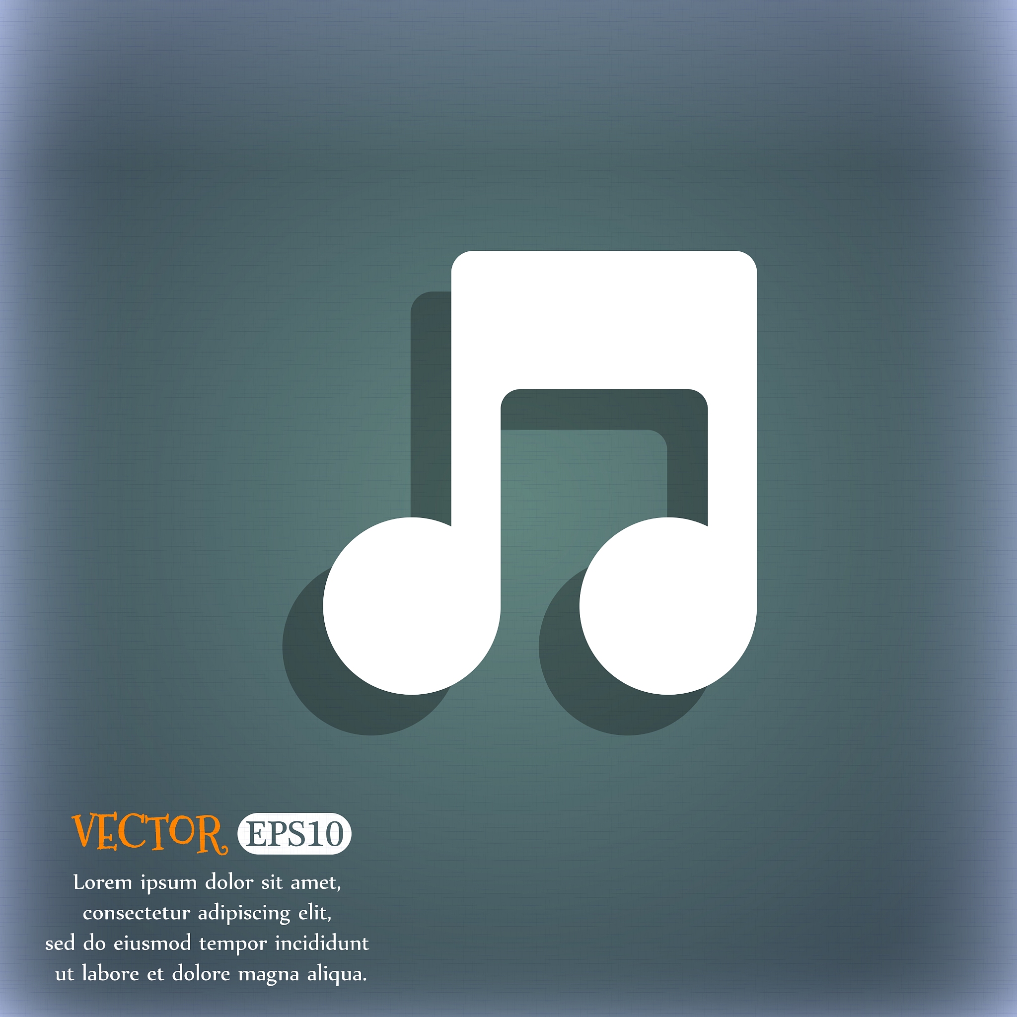 music note icon symbol on the blue-green abstract
