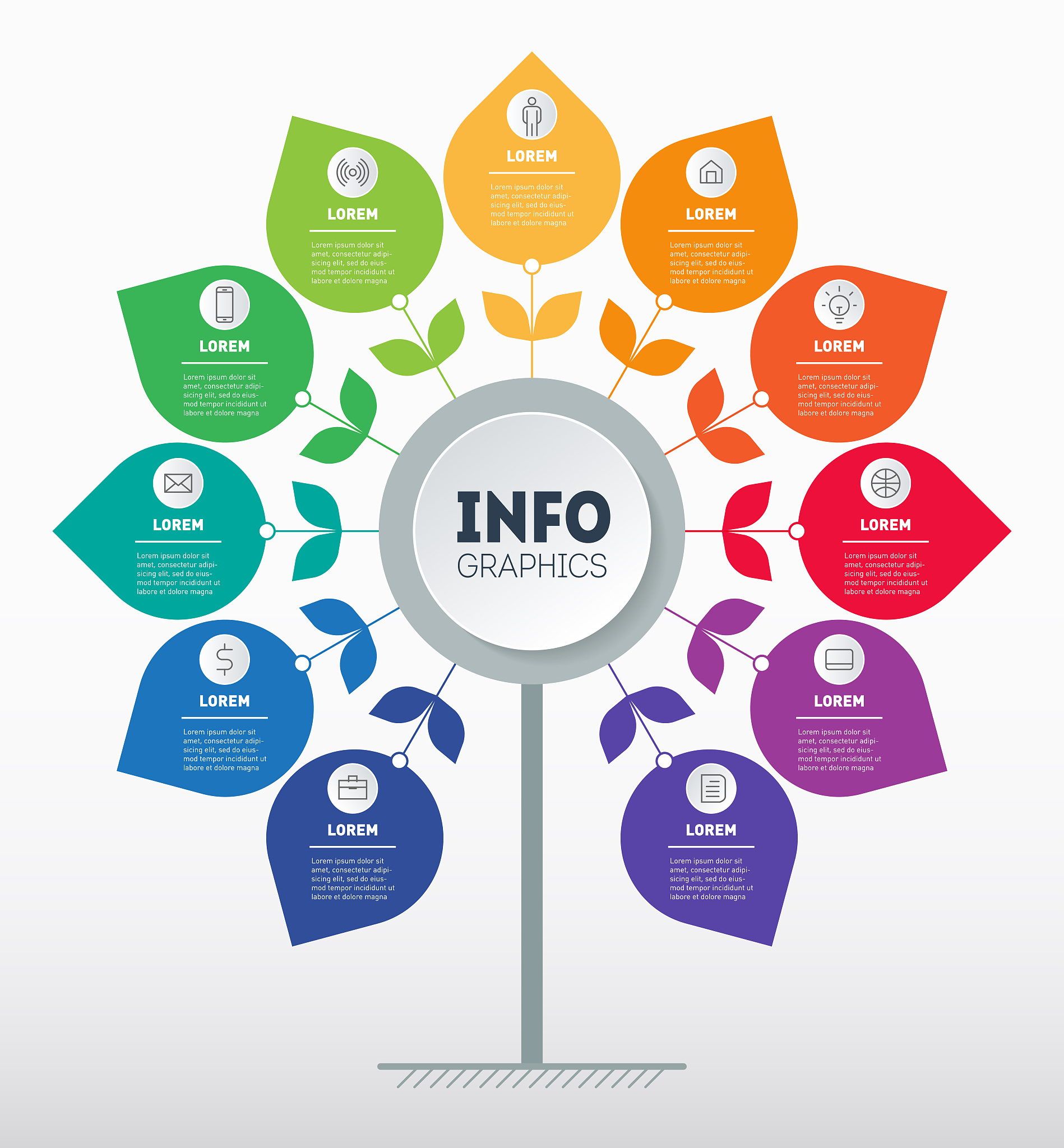 business presentation or infographics concept with 11 options an
