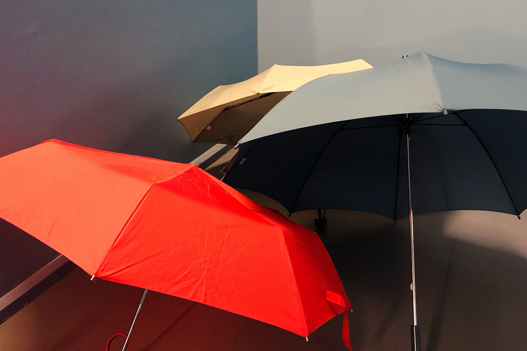 colorful umbrellas in room