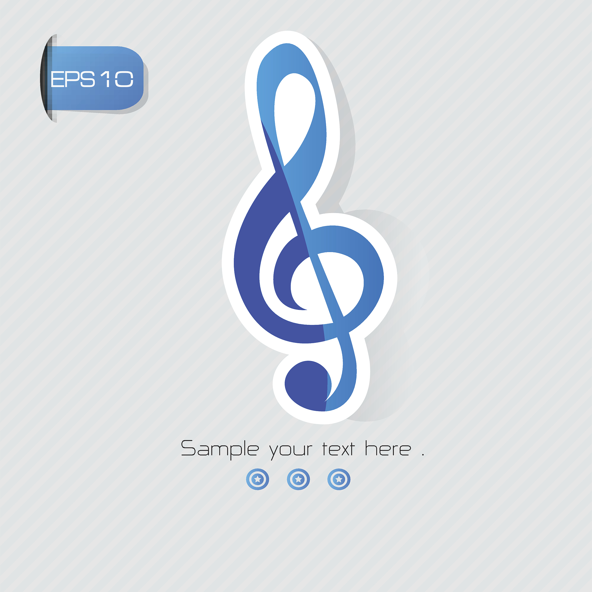 song symbol,sticker design,blue version,clean vector