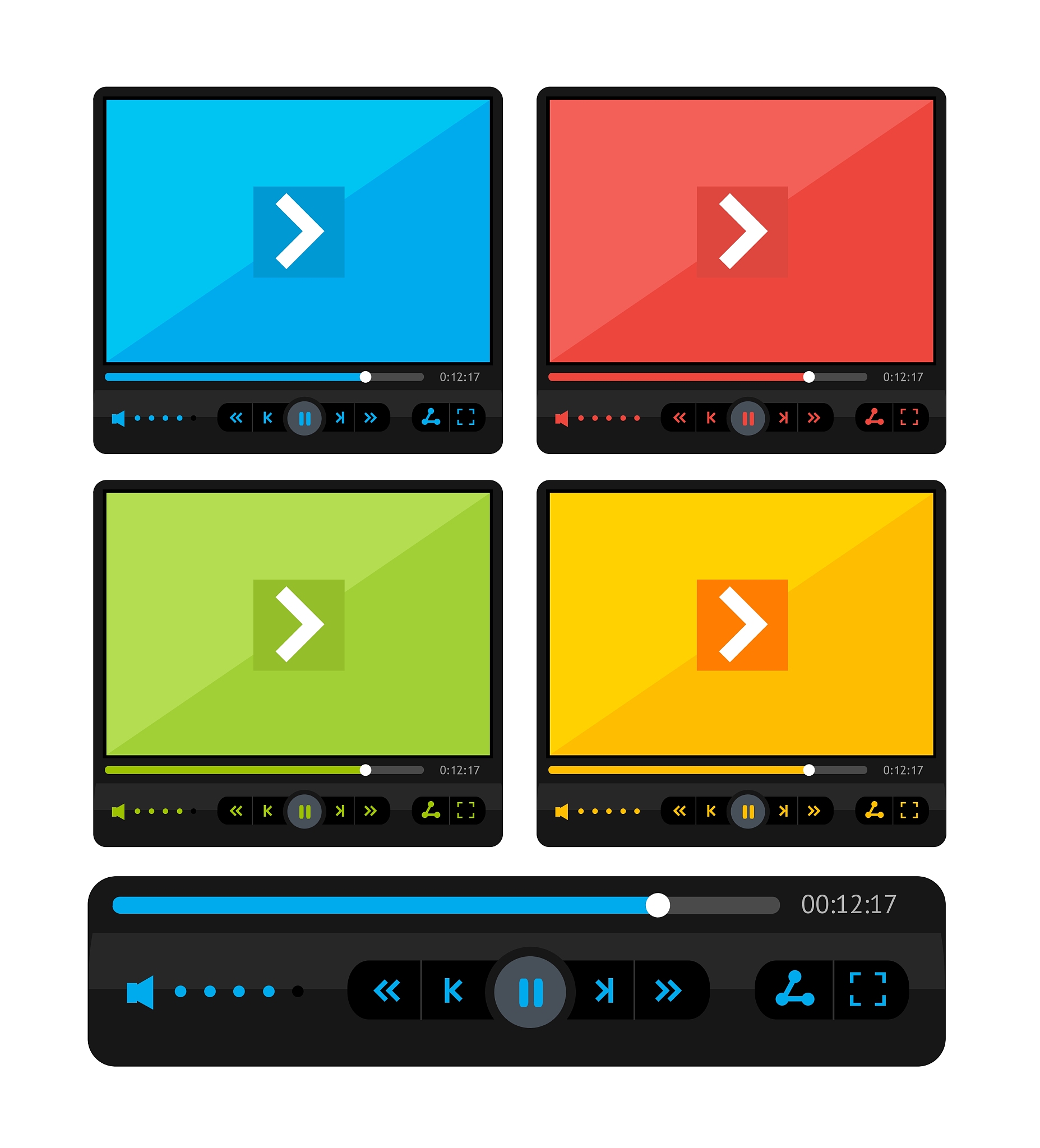 colorful video player skin set